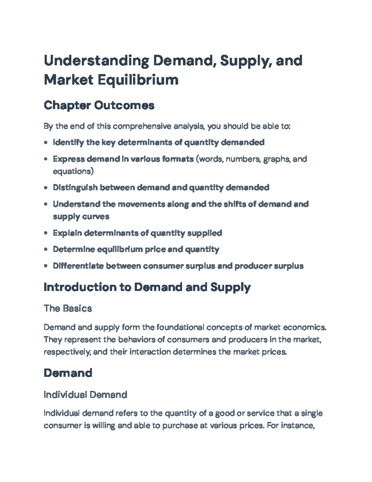 Demand, Supply, and Market Equilibrium: An Analytical Overview ...