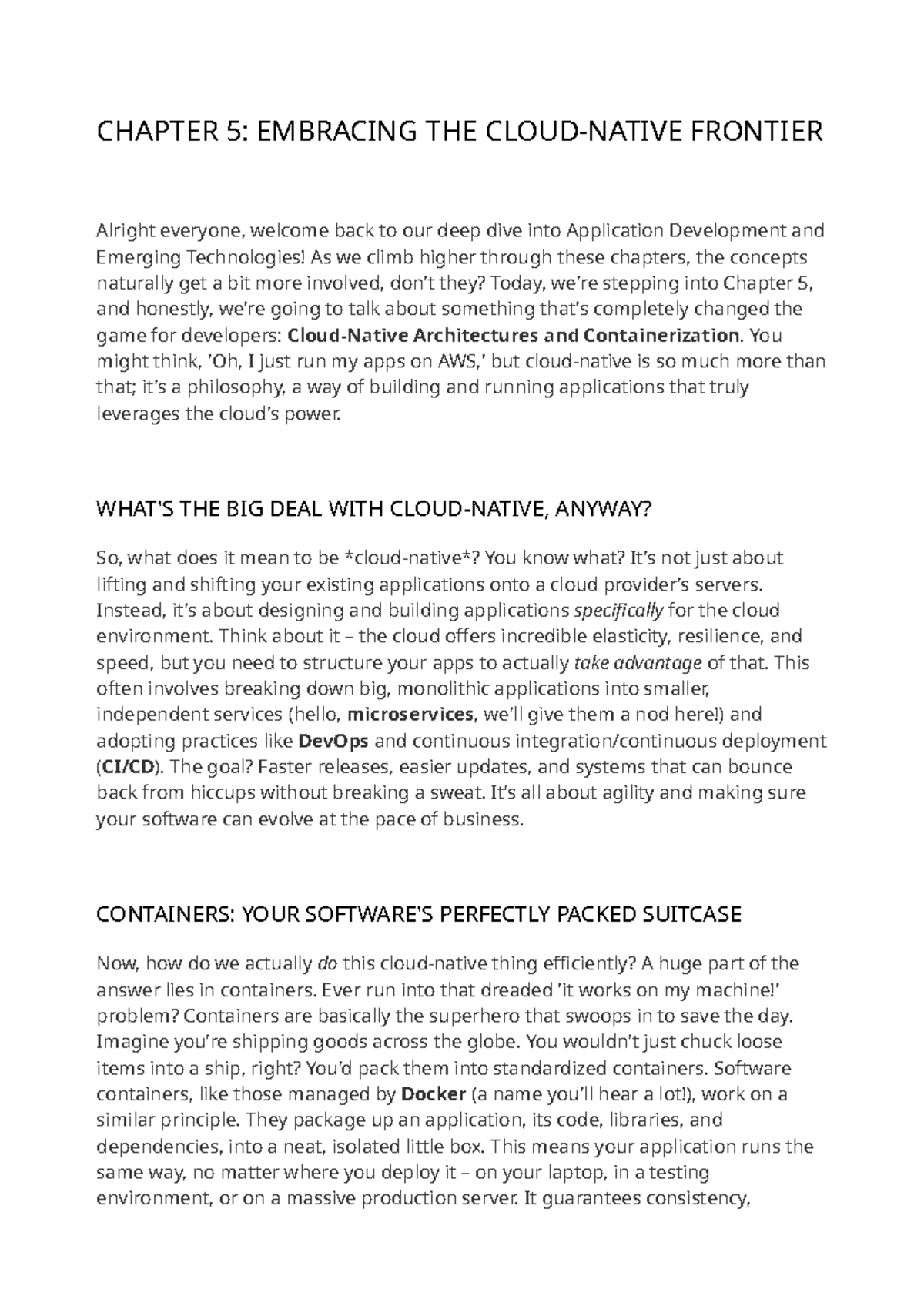 CHAPTER 5: ARCHITECTURES & CONTAINERIZATION IN EMERGING TECH - Studocu