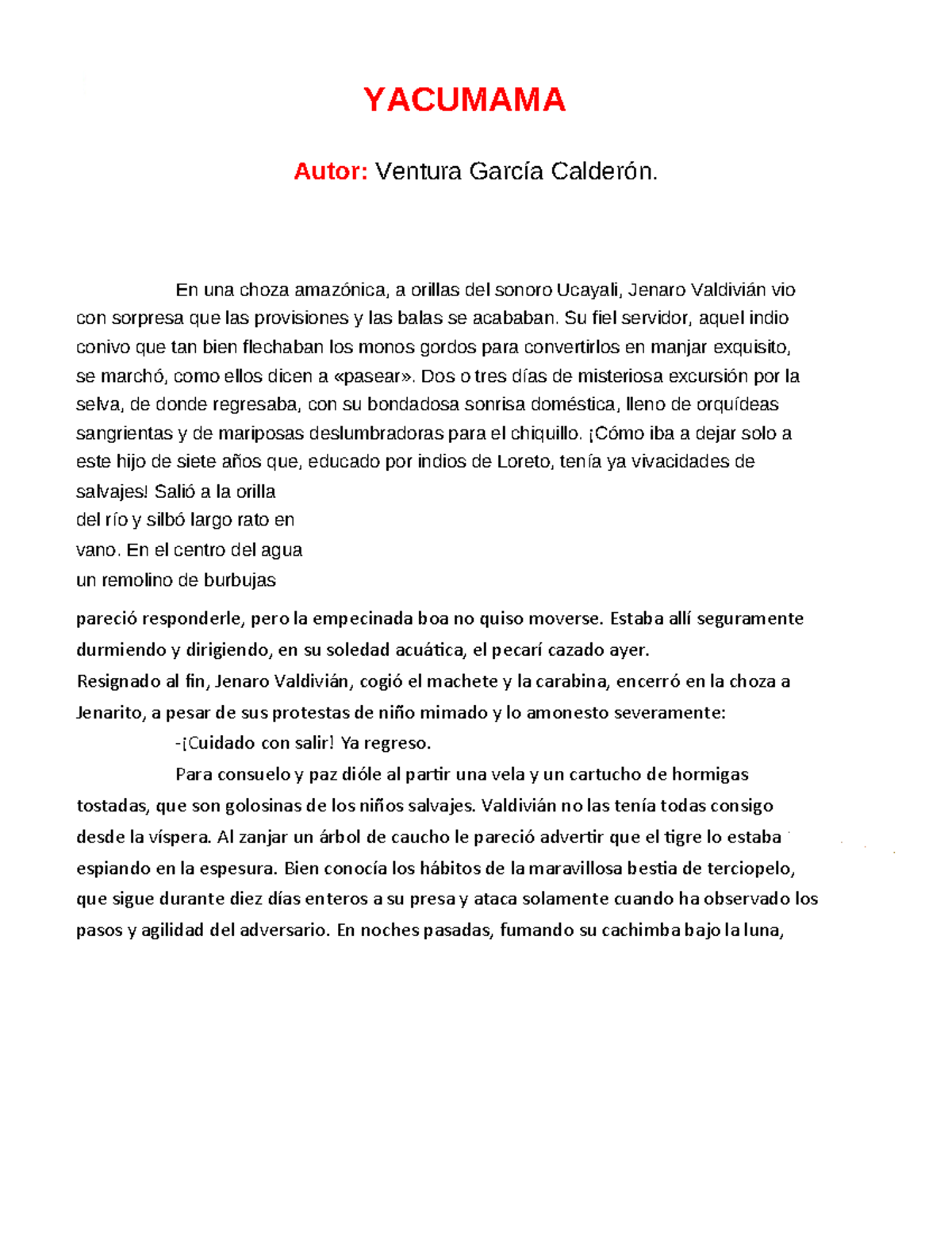 577857995- Yacumama: La Aventura de Jenaro en la Selva Amazónica - Document Preview