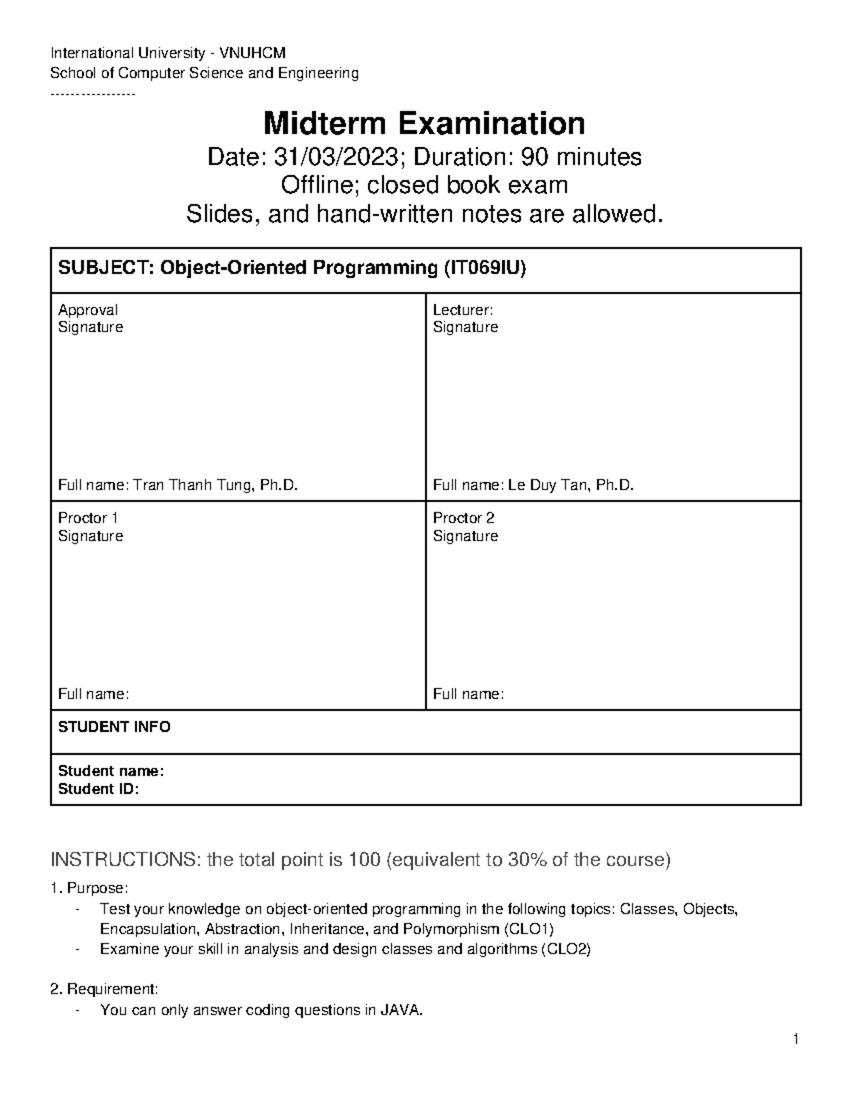 689077968 Midterm Exam: OOP Concepts and Coding in JAVA (IT069IU) - Studocu