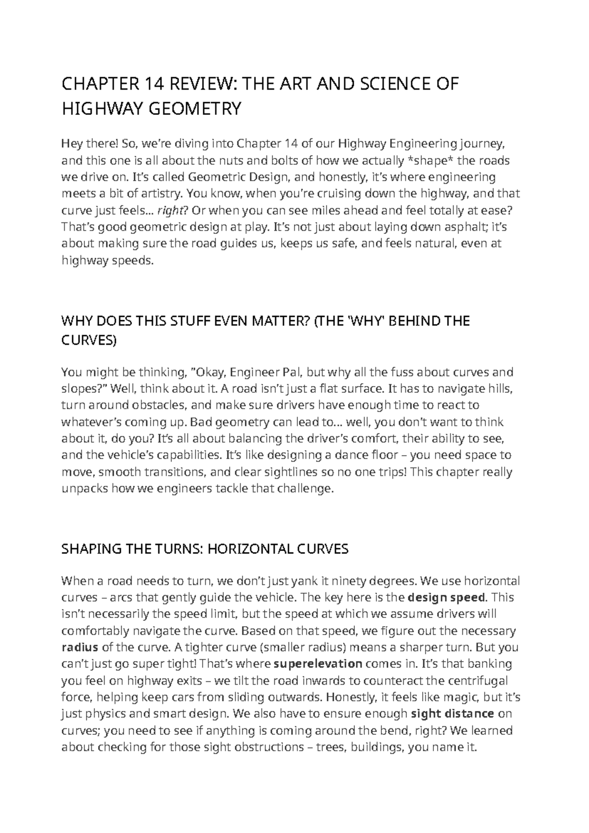 Ch 14 Review Geometric Design In Highway Engineering Studocu