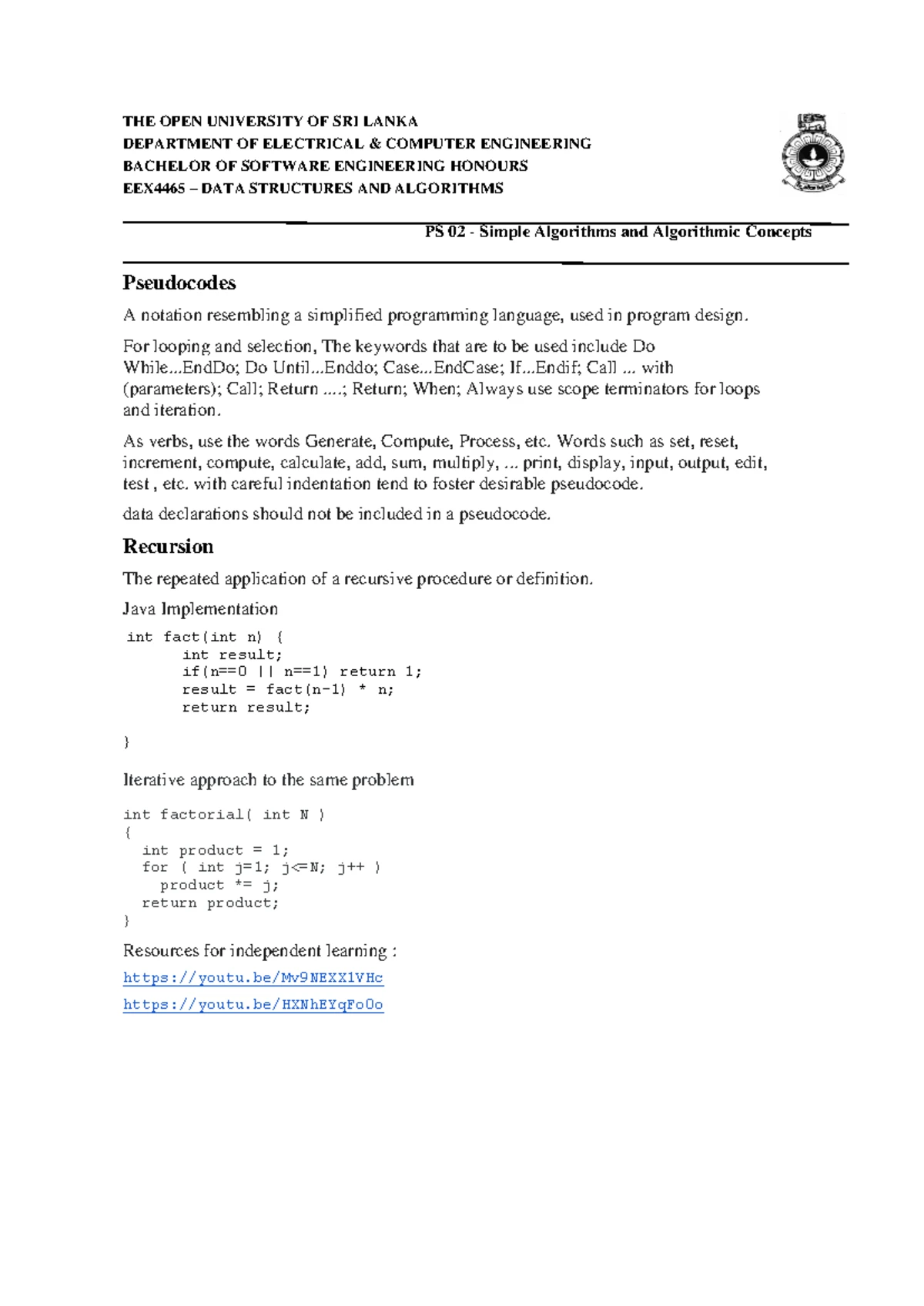 EEX4465 2020-CAT 2 - Data Structures & Algorithms Exam Guidelines - Studocu