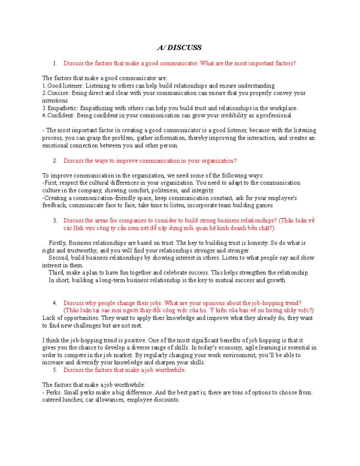ENM- Discuss - good - A/ DISCUSS Discuss the factors that make a good ...