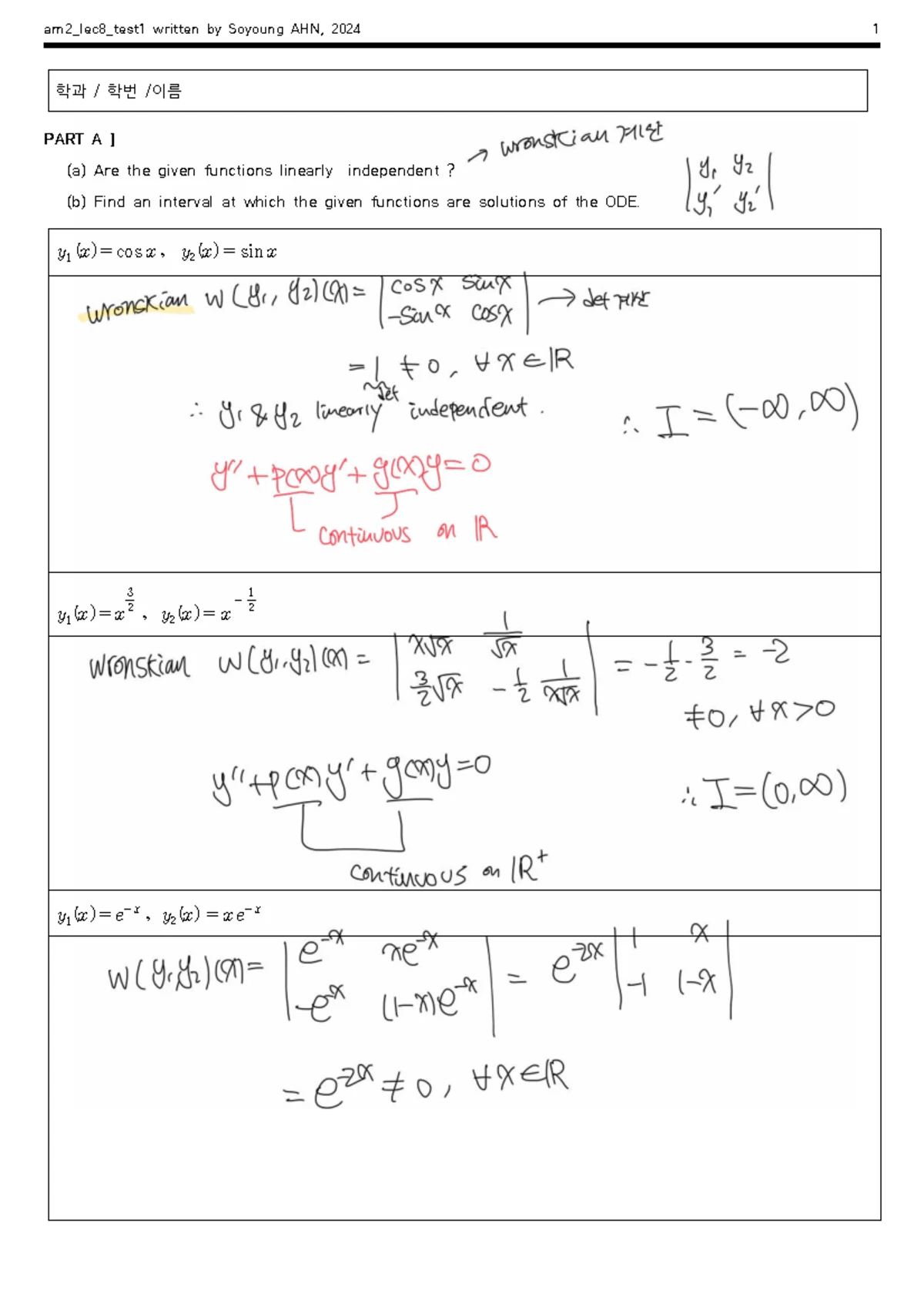 AM2 Final Quiz: ODEs, Linear Systems, and Eigenvalues Analysis - Studocu