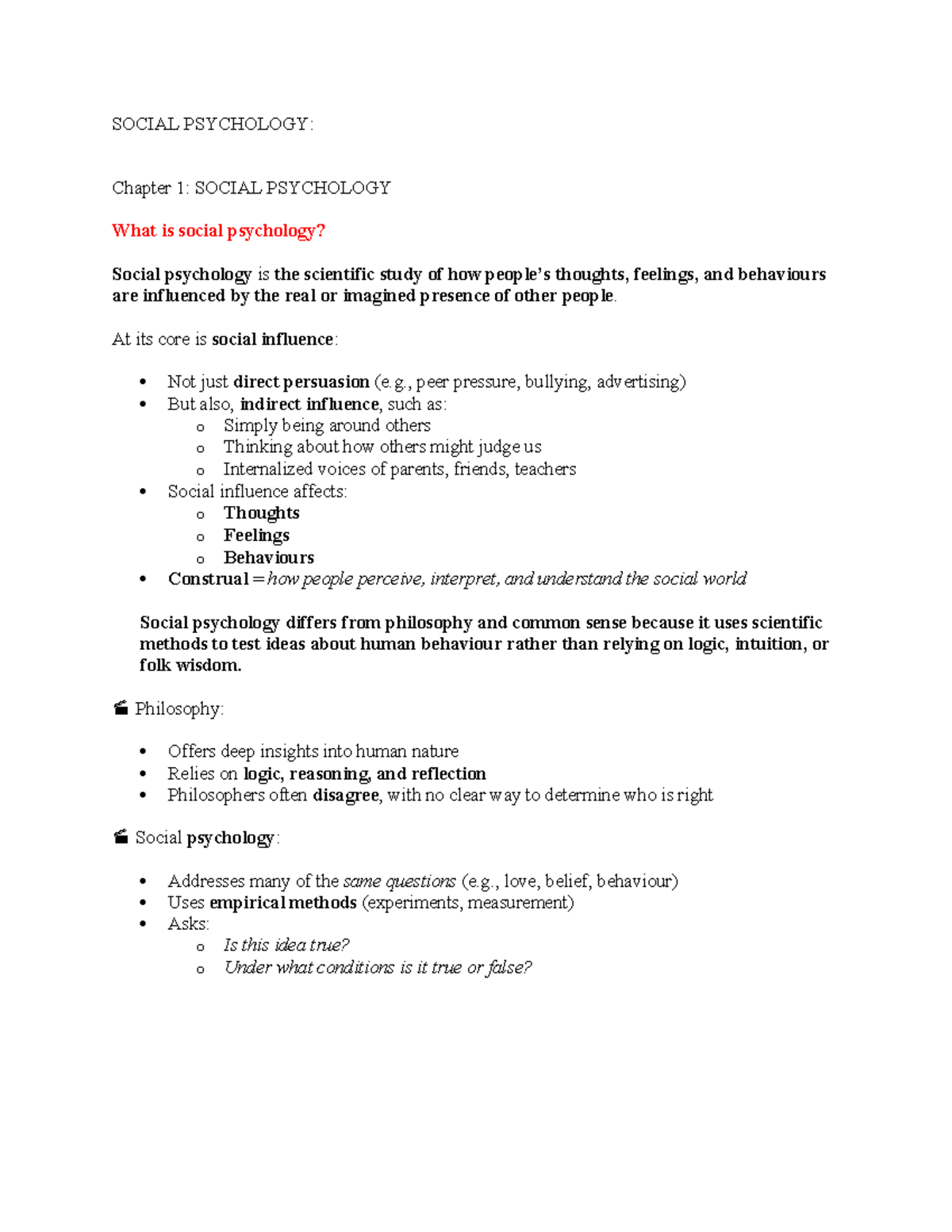 SOCIAL PSYCHOLOGY: Chapter 1 - Understanding Social Influence and ...