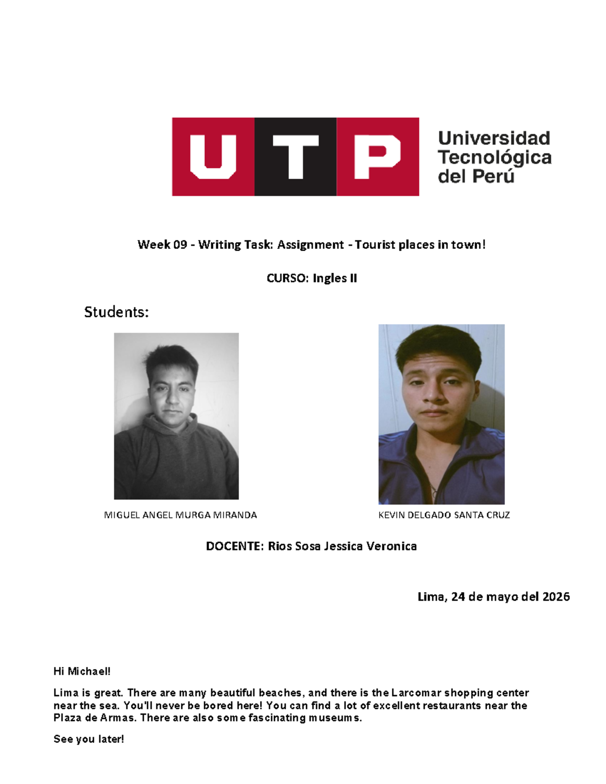 TA2 - ta2 - Week 09 - Writing Task: Assignment - Tourist places in town ...