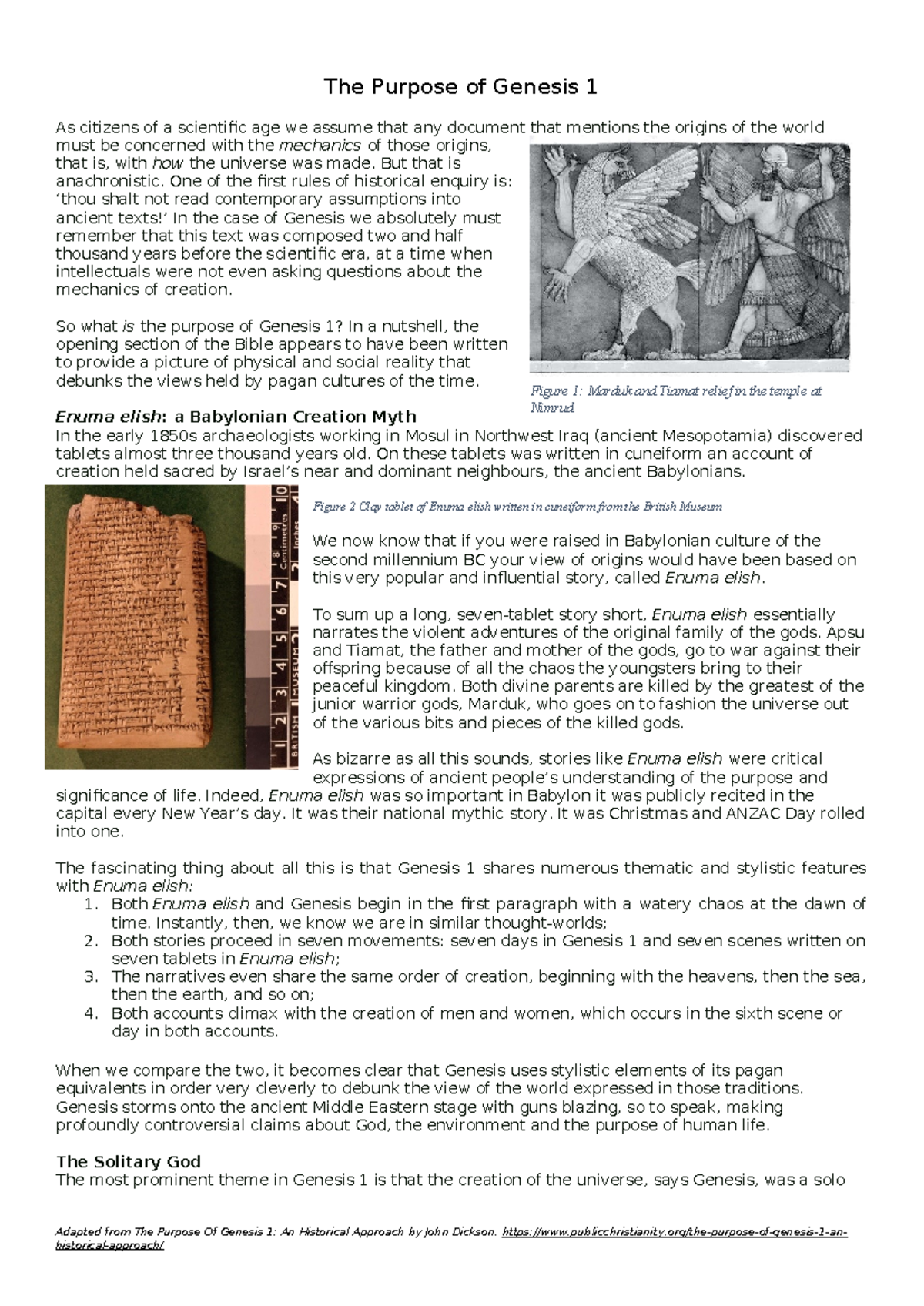 240723 L1 The Purpose of Genesis 1: A Comparative Analysis - Studocu