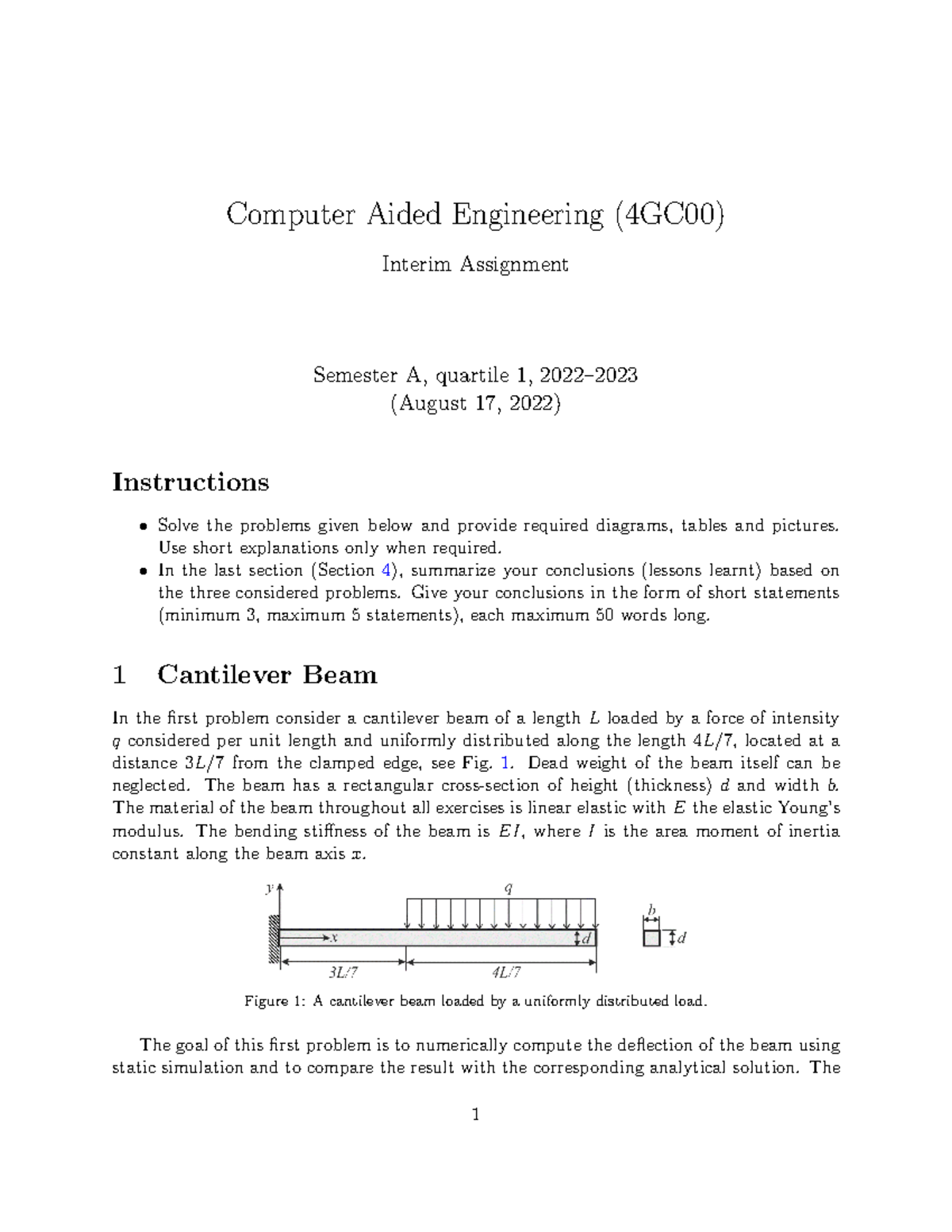 Interim Assignment 1 - Computer Aided Engineering (4GC00) 2223 ...