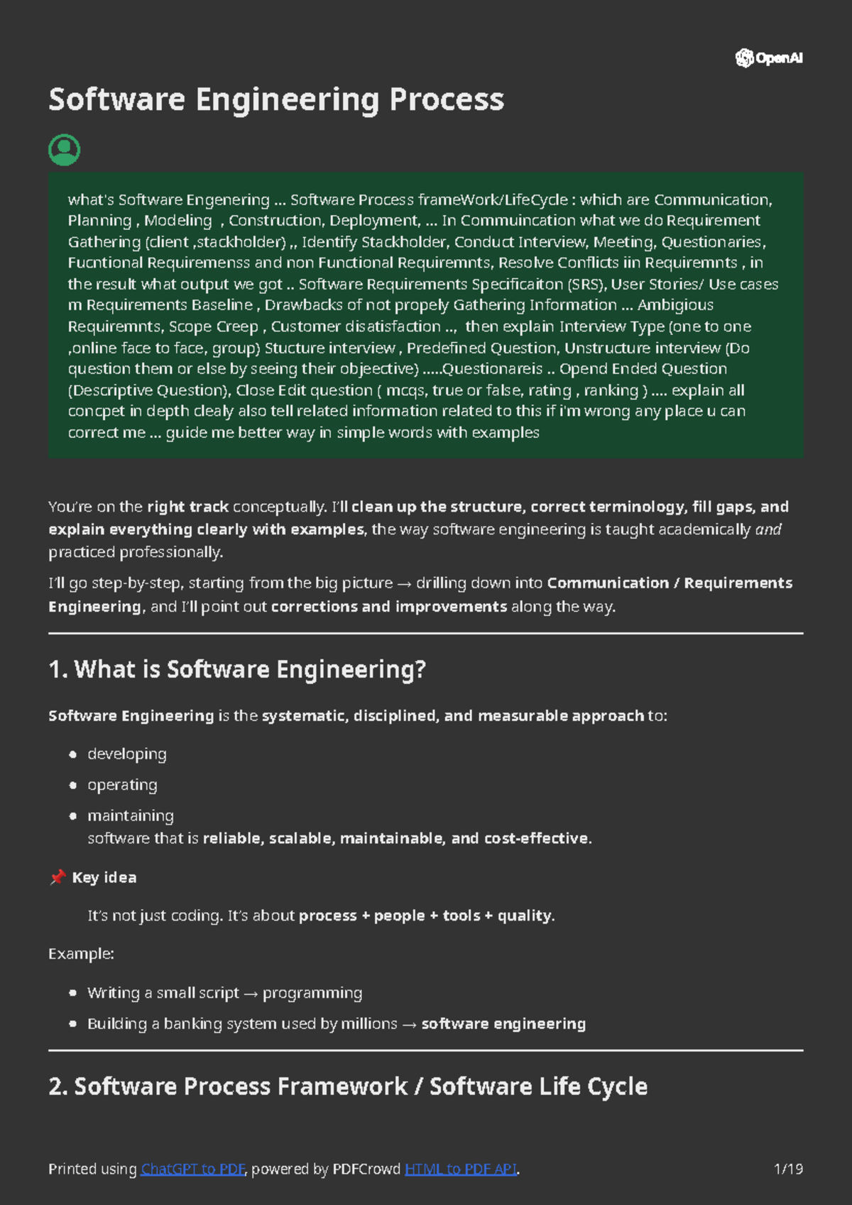 SE Lecture 2 & 3: Software Engineering Process and Planning - Studocu
