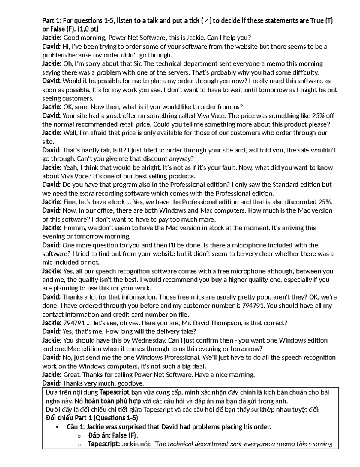 Tapescript for Listening Exercise: Part 1 & Interview with Brigid (Life ...