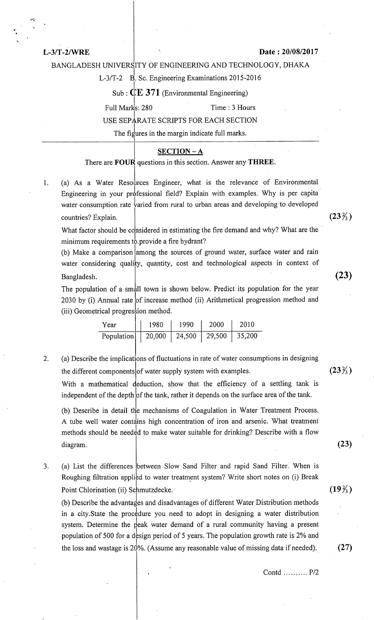 WRE 371 Final Exam: Environmental Engineering Comprehensive Review ...