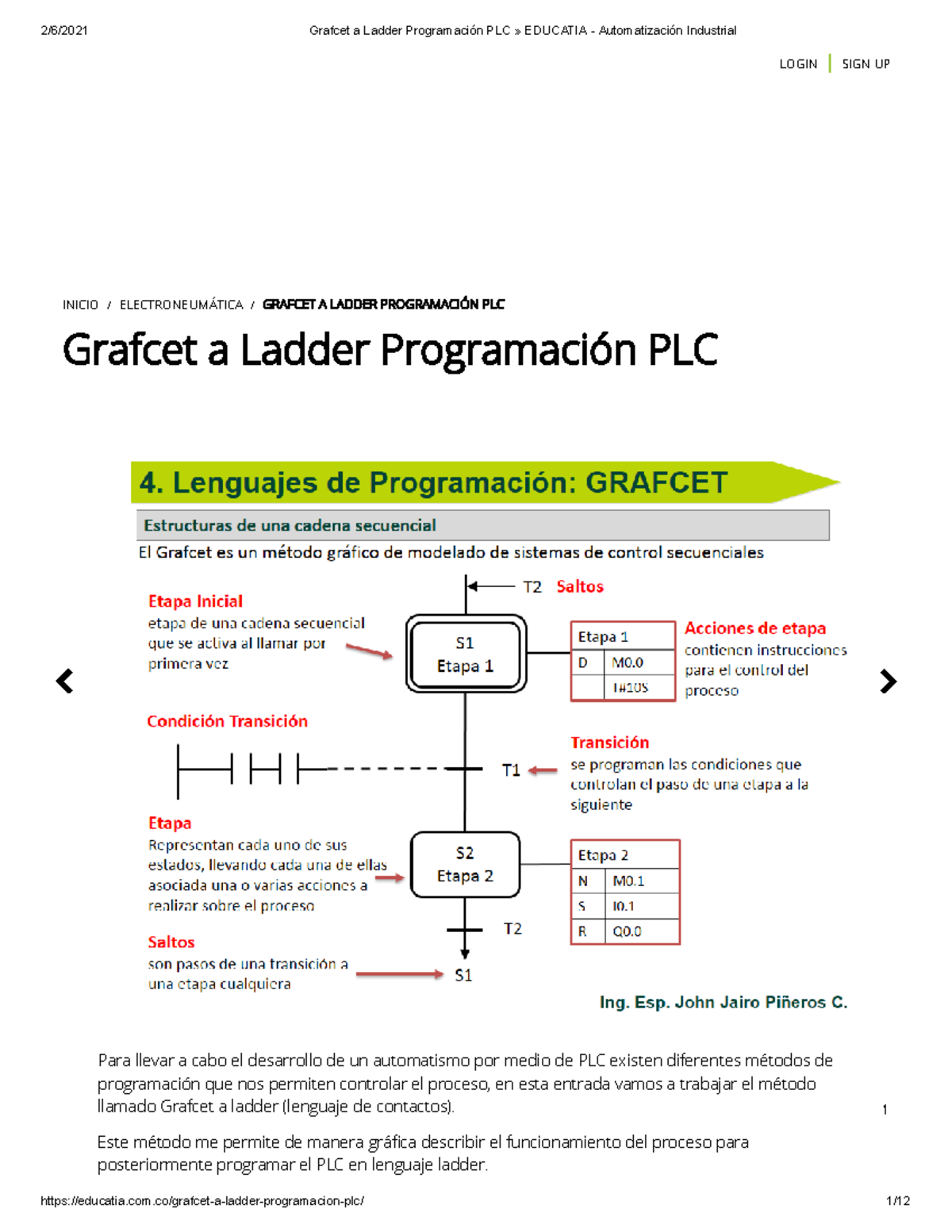 Grafcet a Ladder Programming PLC - Automation Techniques Guide - Studocu