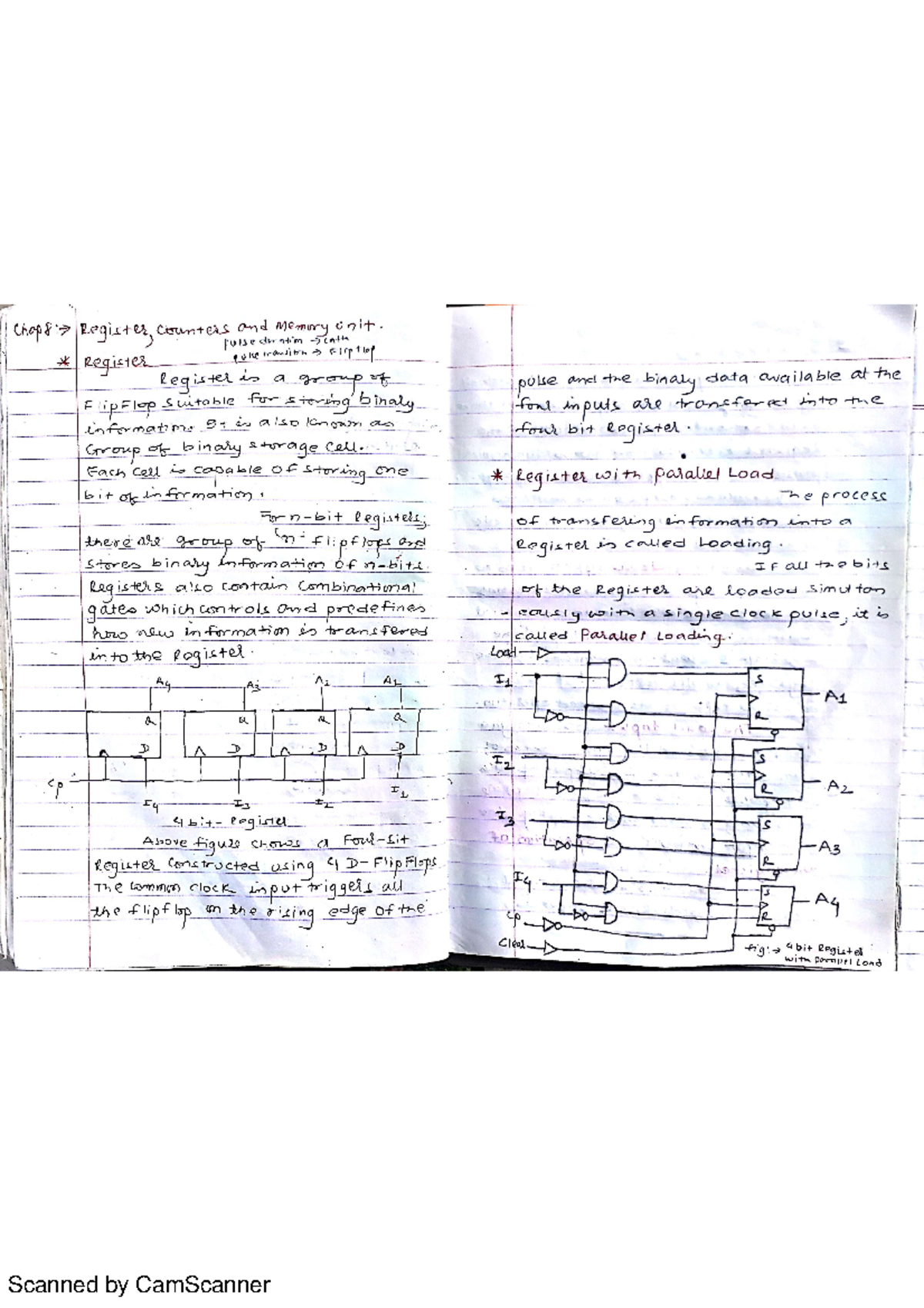 Unit 8 logic - Note - Register, counters and duration Memory cath unit ...