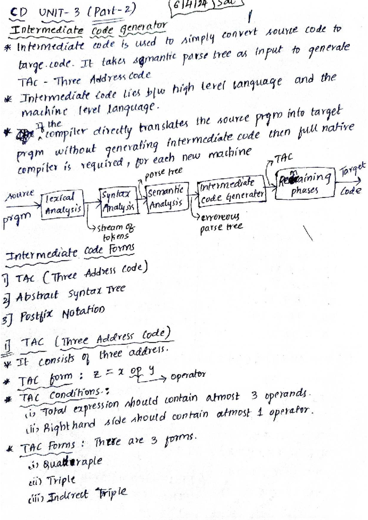 CD 3 Intermediate Code Generation: TAC and Optimization Techniques ...
