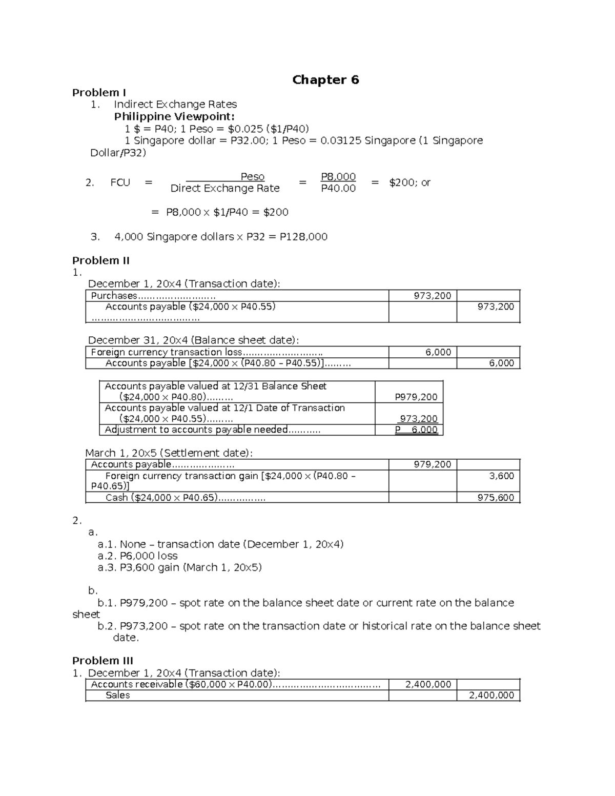 Chapter 6: Indirect Exchange Rates and Foreign Currency Transactions ...