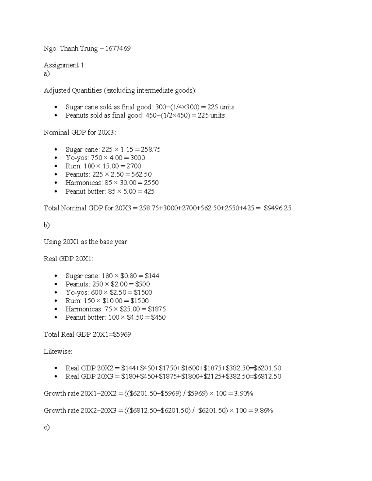 ECO251 Assignment 2: Analysis of GDP Variations and Calculations - Studocu