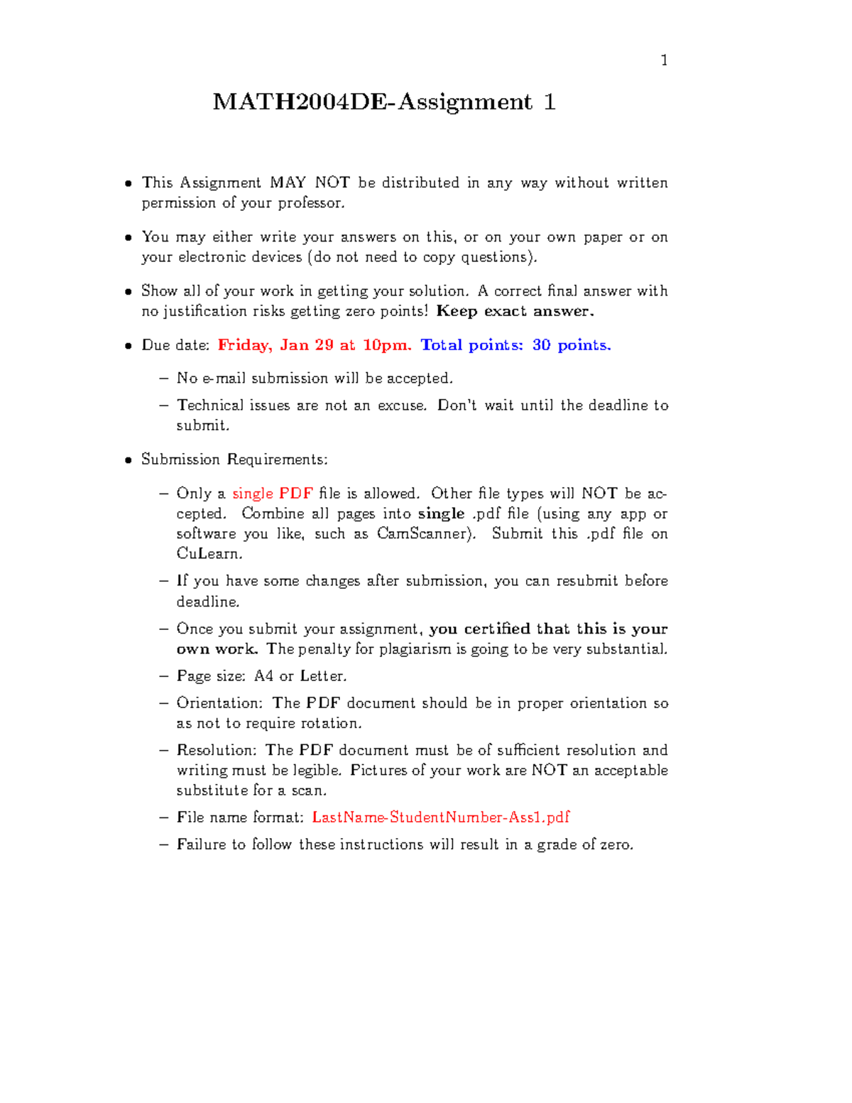 math2004 assignment 1 solutions winter 2021 - MATH2004DE-Assignment 1 ...
