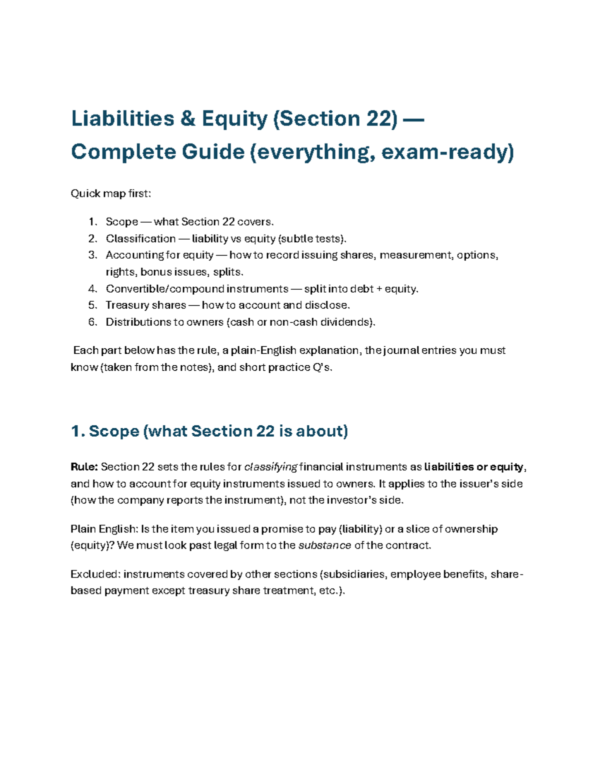 Liabilities and Equity Overview (Section 22) Complete Guide - Studocu
