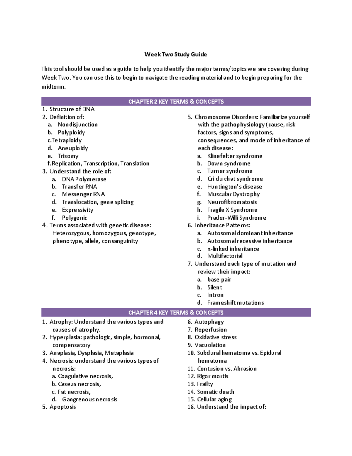 SCI 225 Week 02 Study Guide: Key Terms & Concepts for Midterm - Studocu