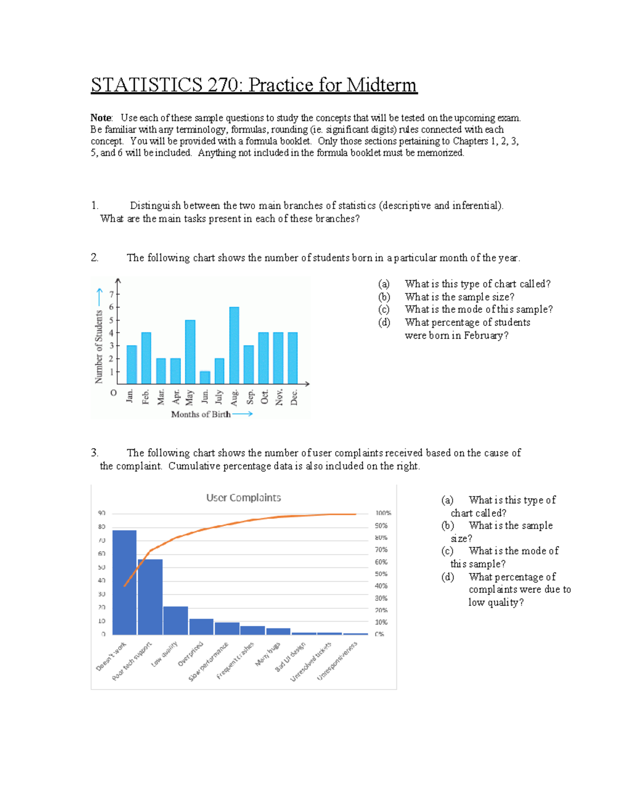 STAT270 Practice Midterm Study Guide for Winter 2024 Exam - Studocu