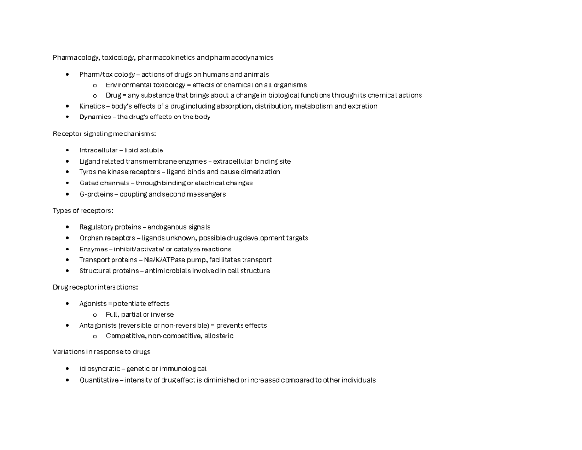 Pharmacology and Drug Mechanisms: Key Concepts for PHAR 101 Final Exam ...