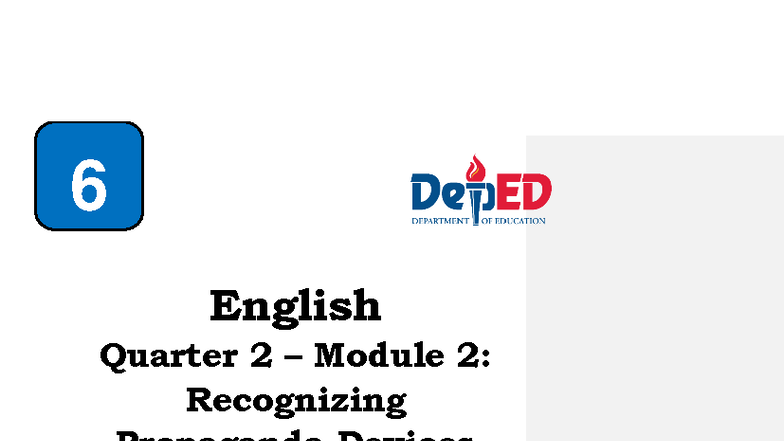 English 6 Q2 Module 2 - Understanding Propaganda Devices and Biases ...