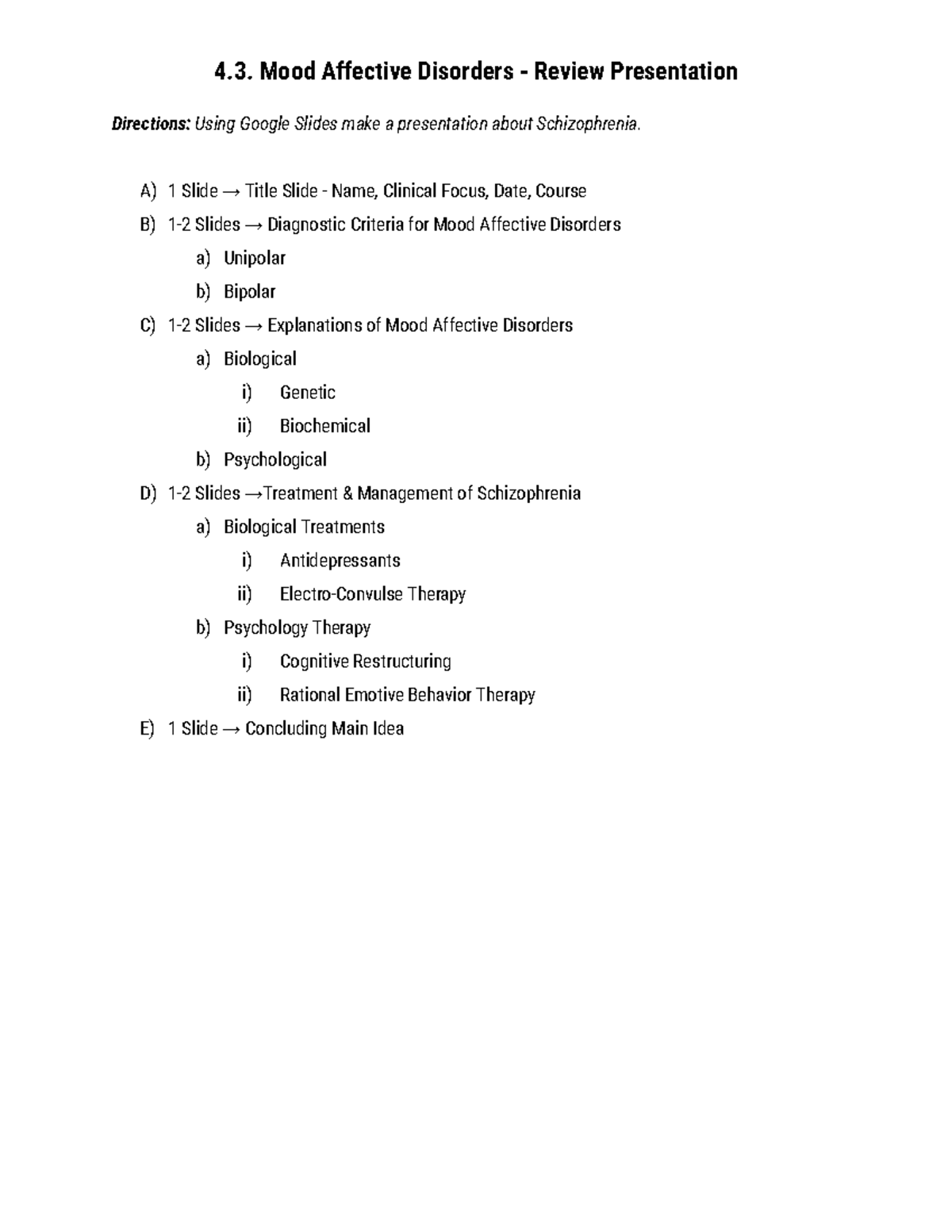 Review Presentation on Mood Affective Disorders and Schizophrenia - 4 ...