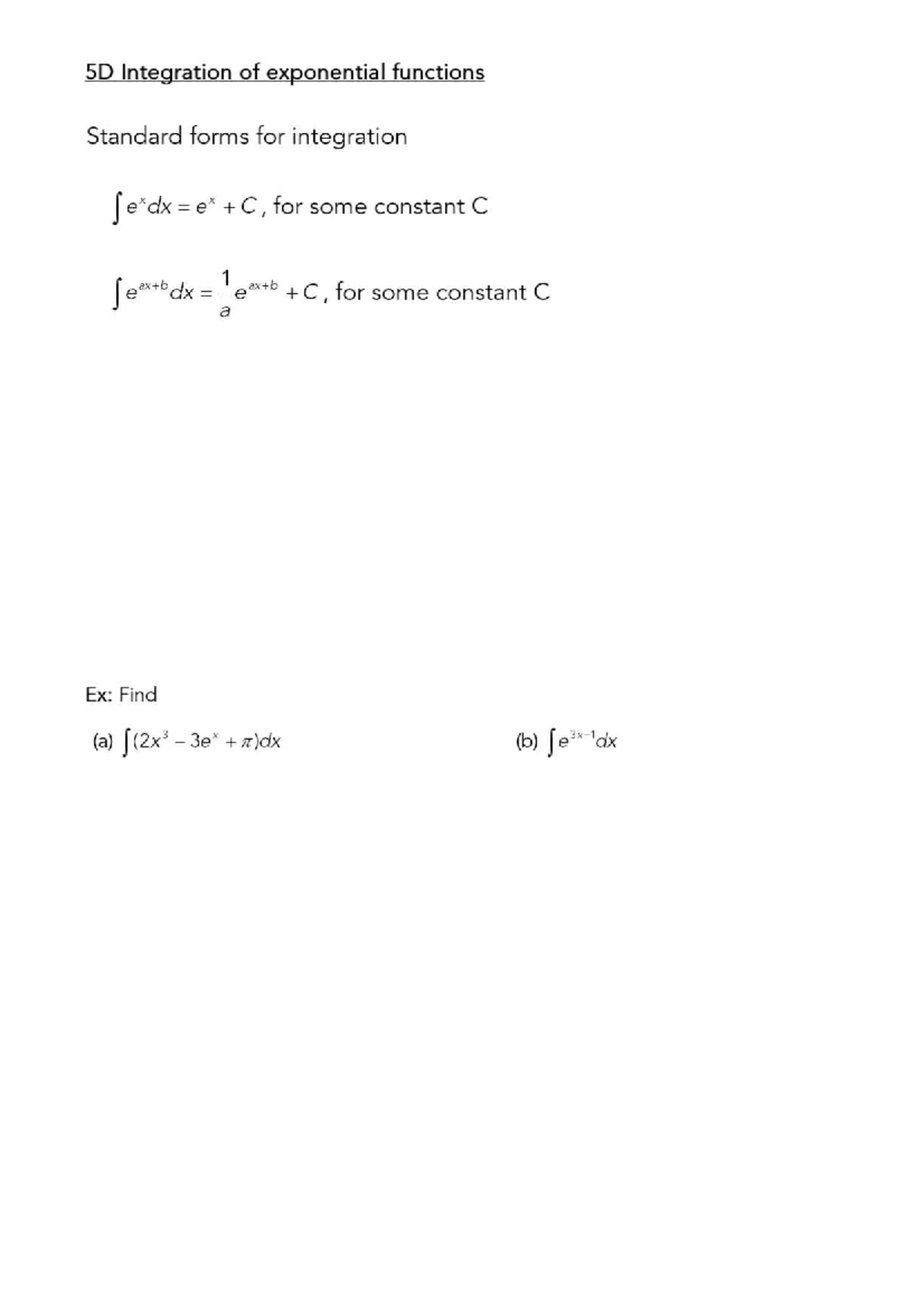 5D Integration of Exponential Functions: Homework Solutions - Studocu