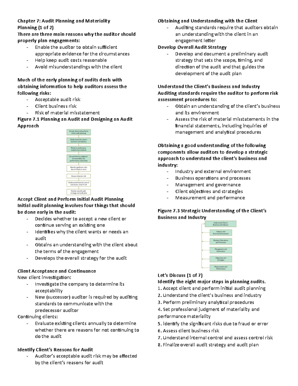 Chapter 7-8: Audit Planning, Materiality & Risk Assessment Strategies ...