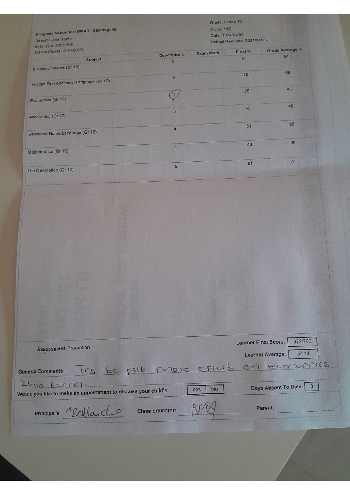 Image PDF 20240405 1957 - Grade: Grade 12 Progress Report for: MMADI ...
