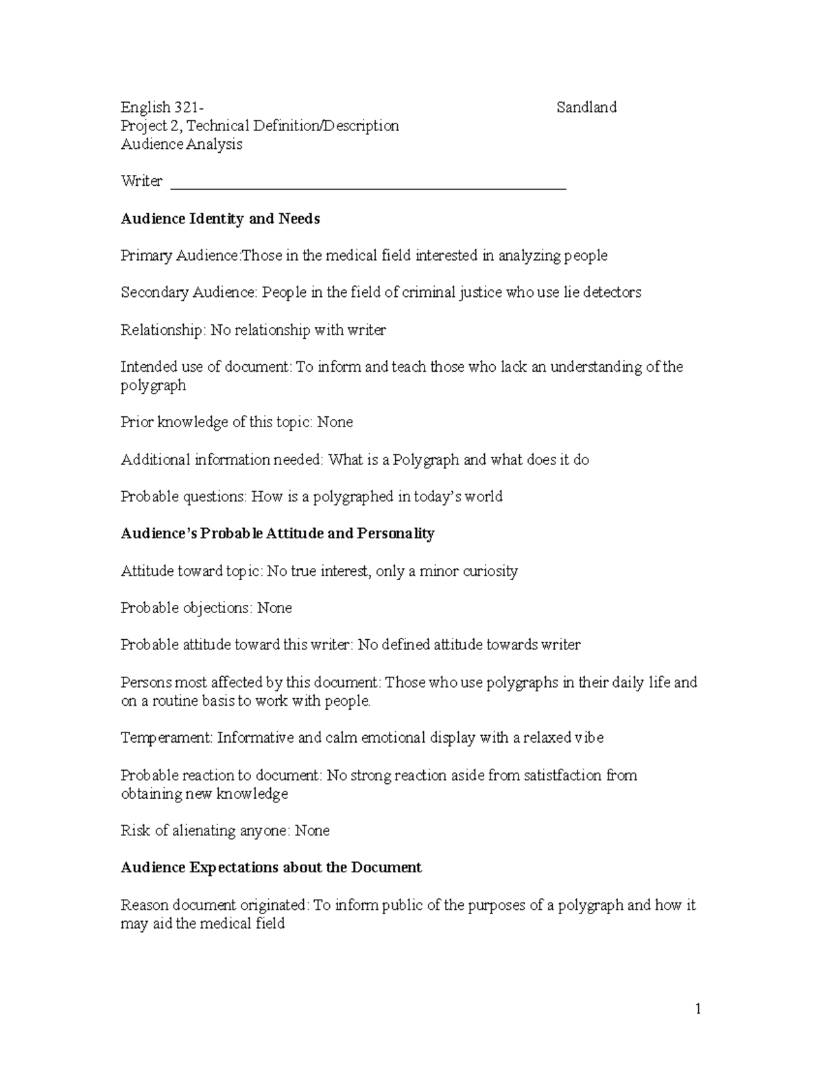 ENG 321: Technical Audience Analysis of Polygraphs for Medical Field ...