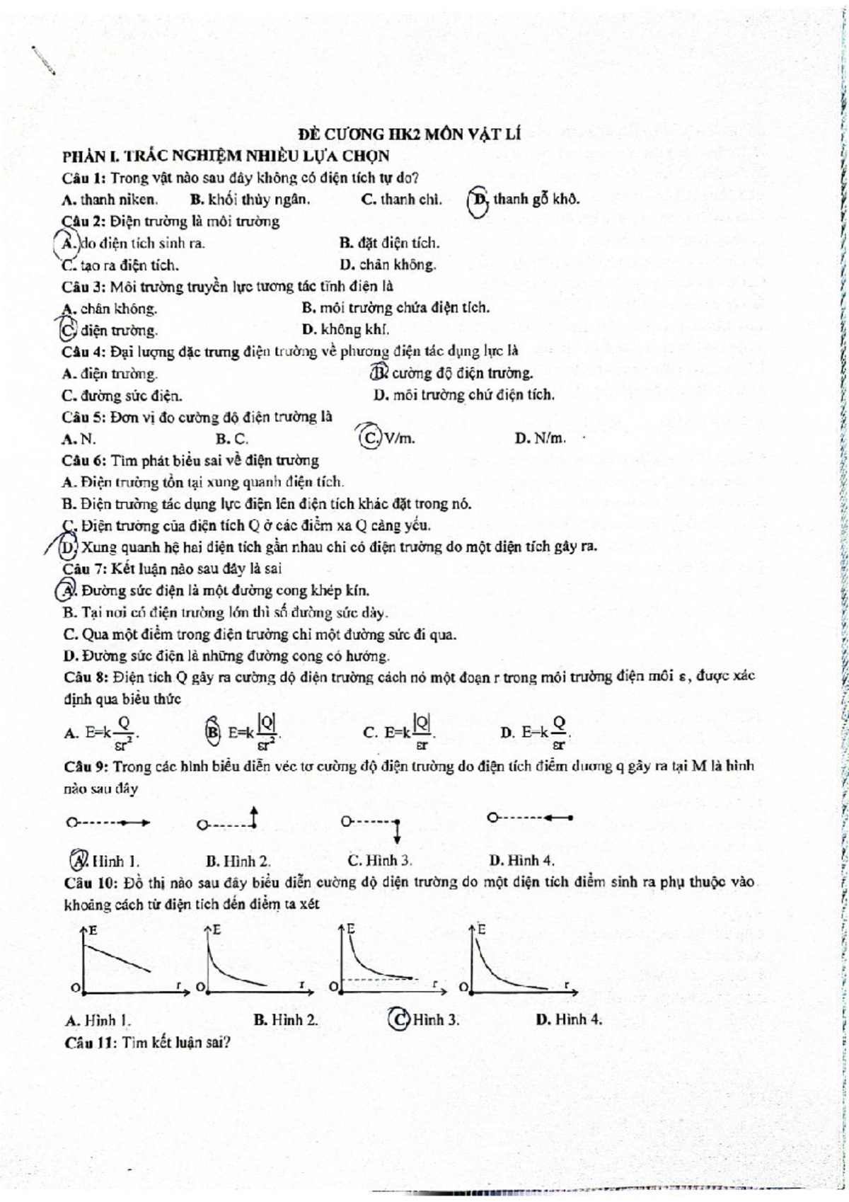 PE CUONG HK2 MON VAT - PHAN 1: TRAC NGHIEM NHIEU LUA CHON - Studocu