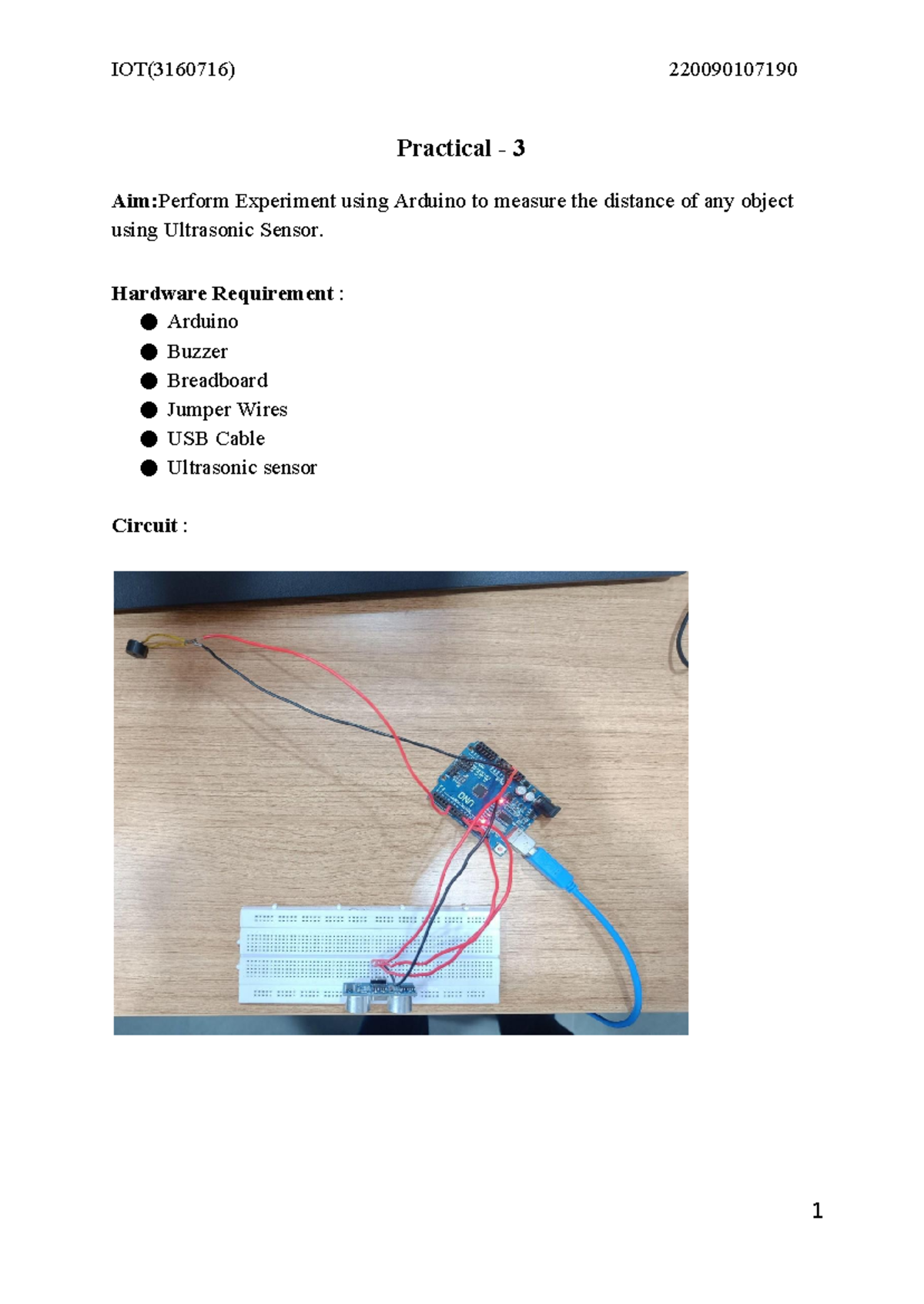 IOT(3160716) Practical 3: Measuring Distance with Arduino & Ultrasonic ...