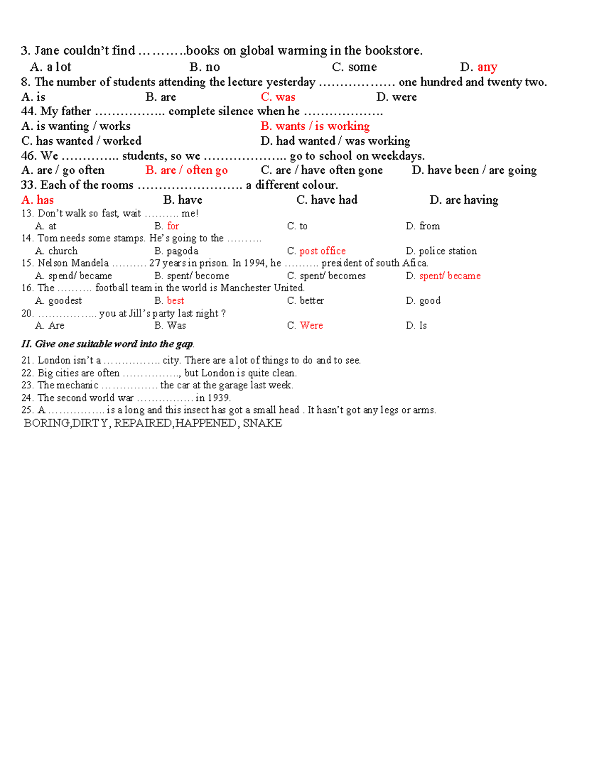 TEST 1: Cambridge Preliminary English Practice Questions - Studocu