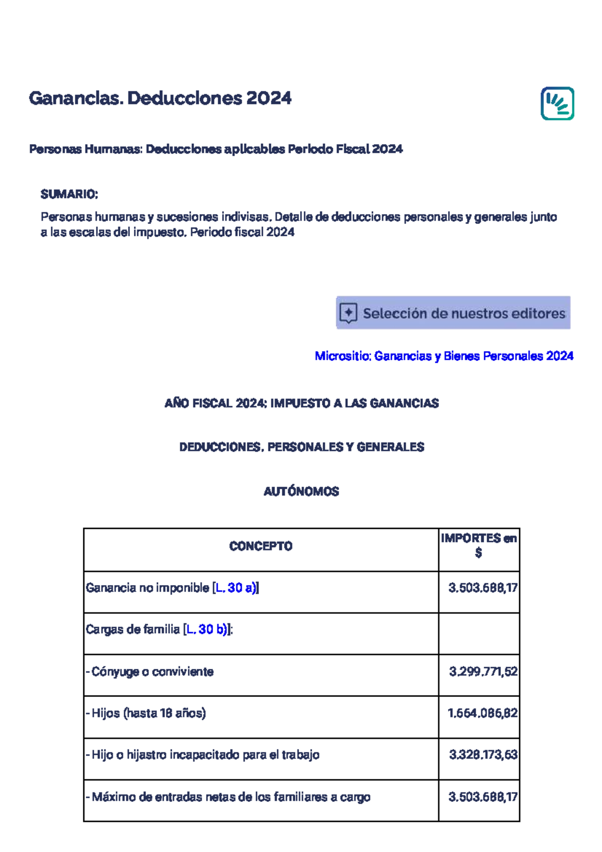 Deducciones de Ganancias 2024 para Personas Humanas: Detalles y Escalas ...