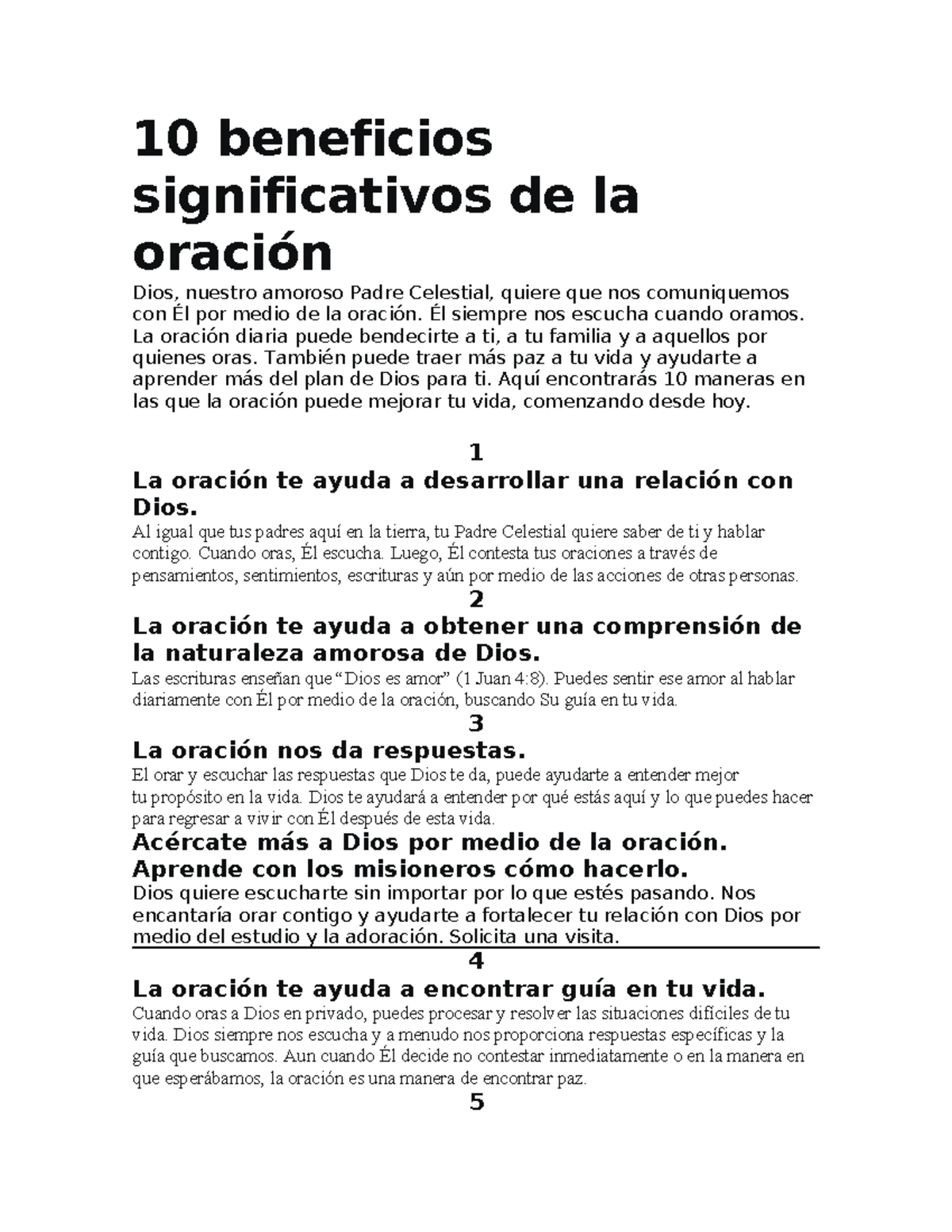 10 Beneficios Clave de la Oración para Fortalecer tu Fe - Studocu