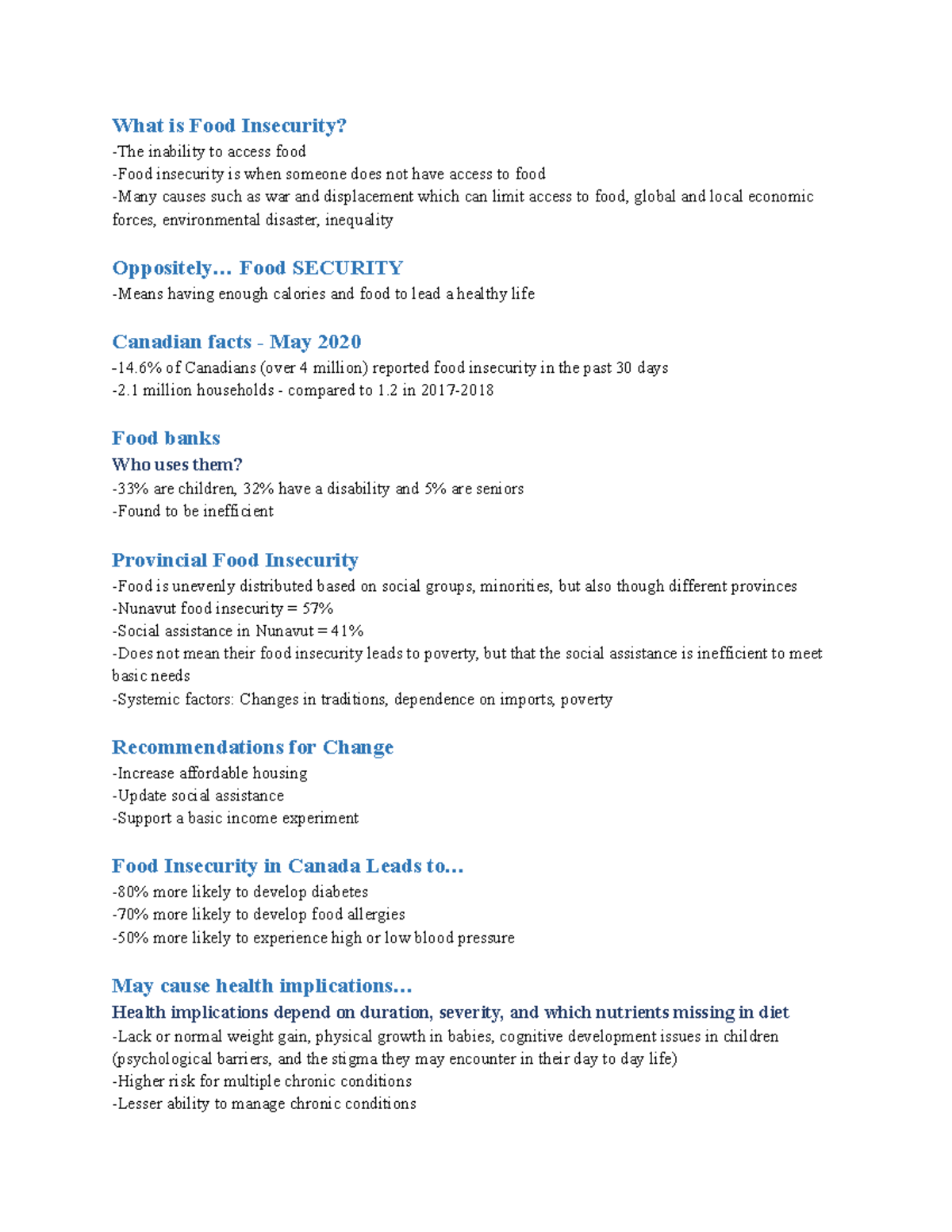 Week 2 Why is food (in)security a public health issue - What is Food ...