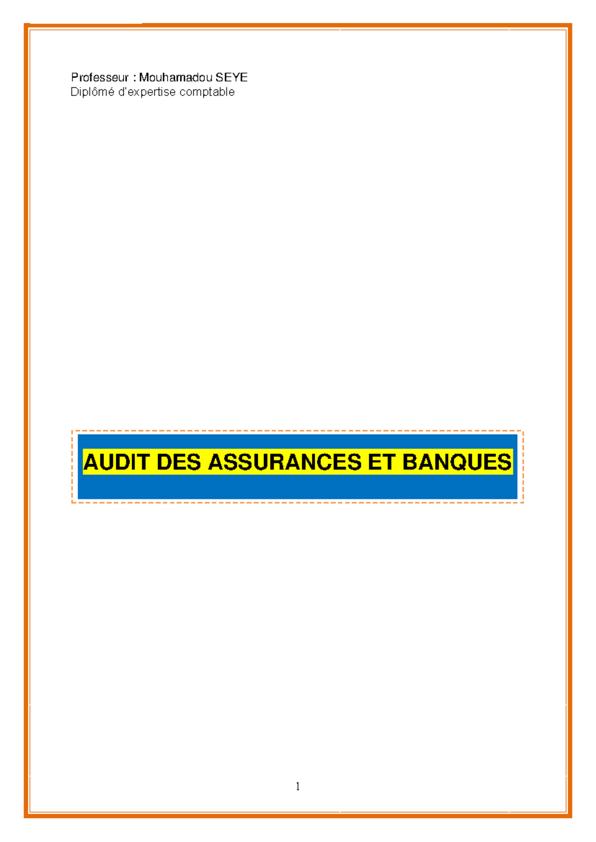 Seminaire AUDIT DES SOCIETES D - Document Preview
