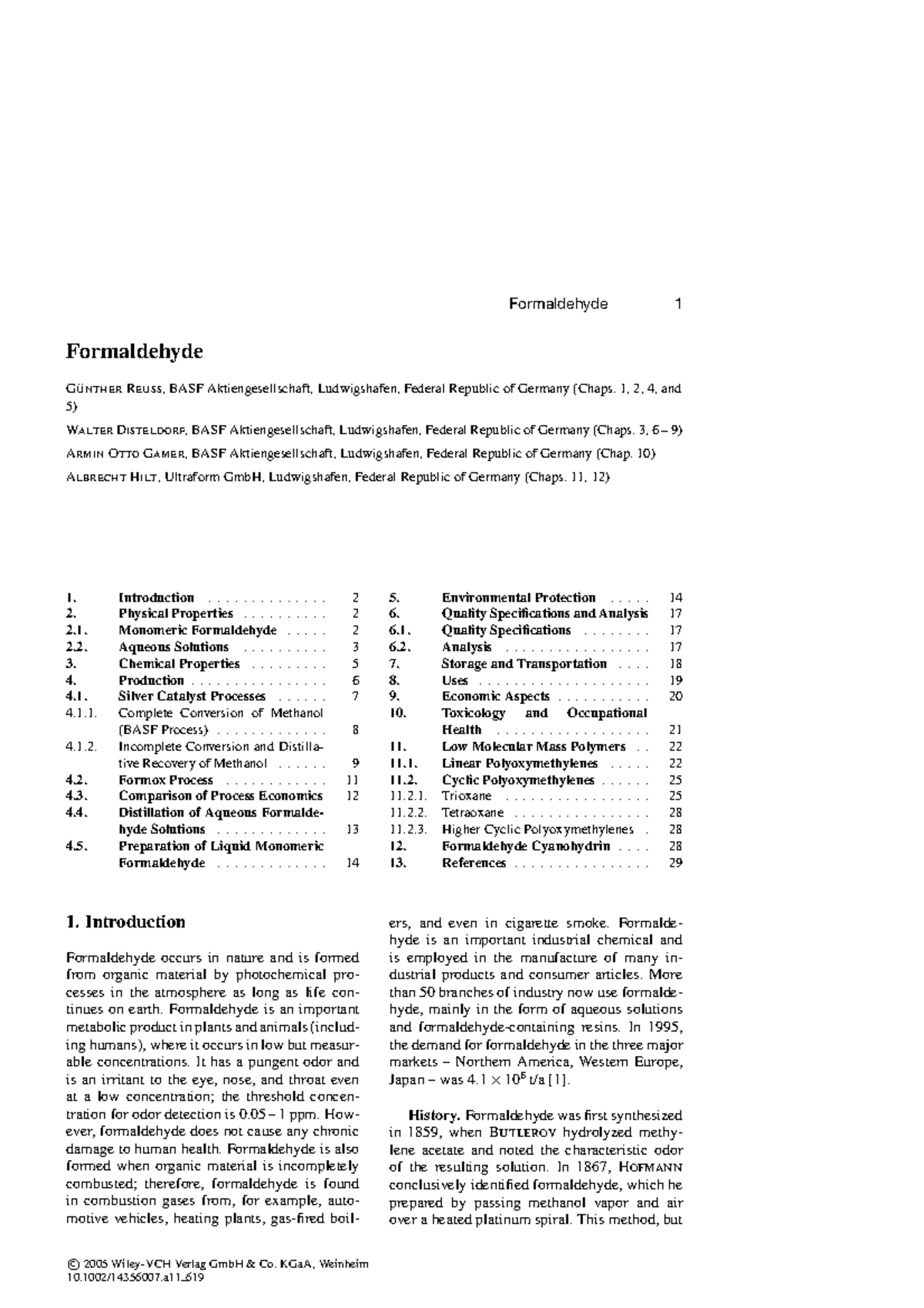 Formaldehyde Overview and Production Processes (UEIC) - Studocu