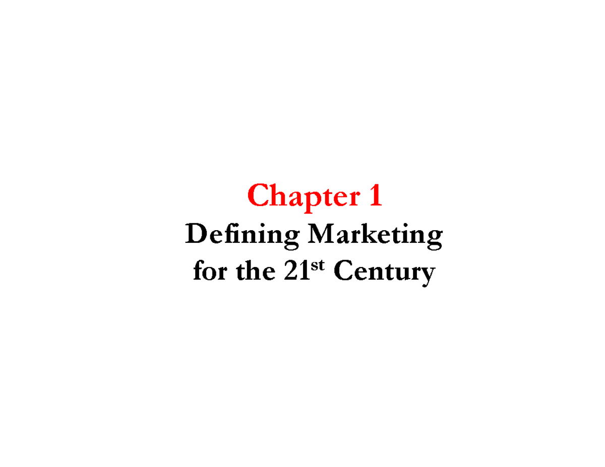 Marketing Fundamentals: Lecture Notes for Chapter 1 PDF - Studocu
