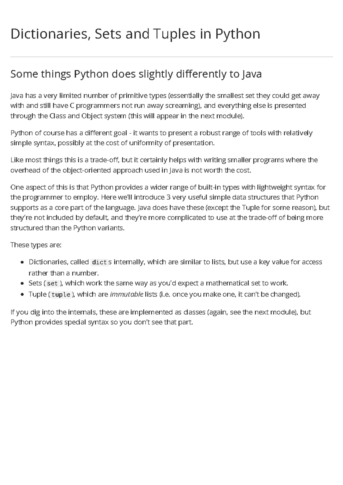 Python Data Structures: Understanding Dicts, Sets, and Tuples - Studocu