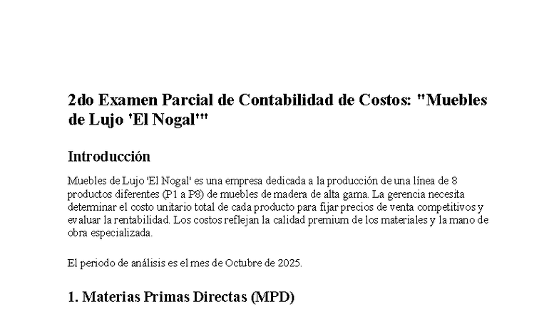 2do Examen Parcial de Contabilidad de Costos: Cálculo de Costos ...
