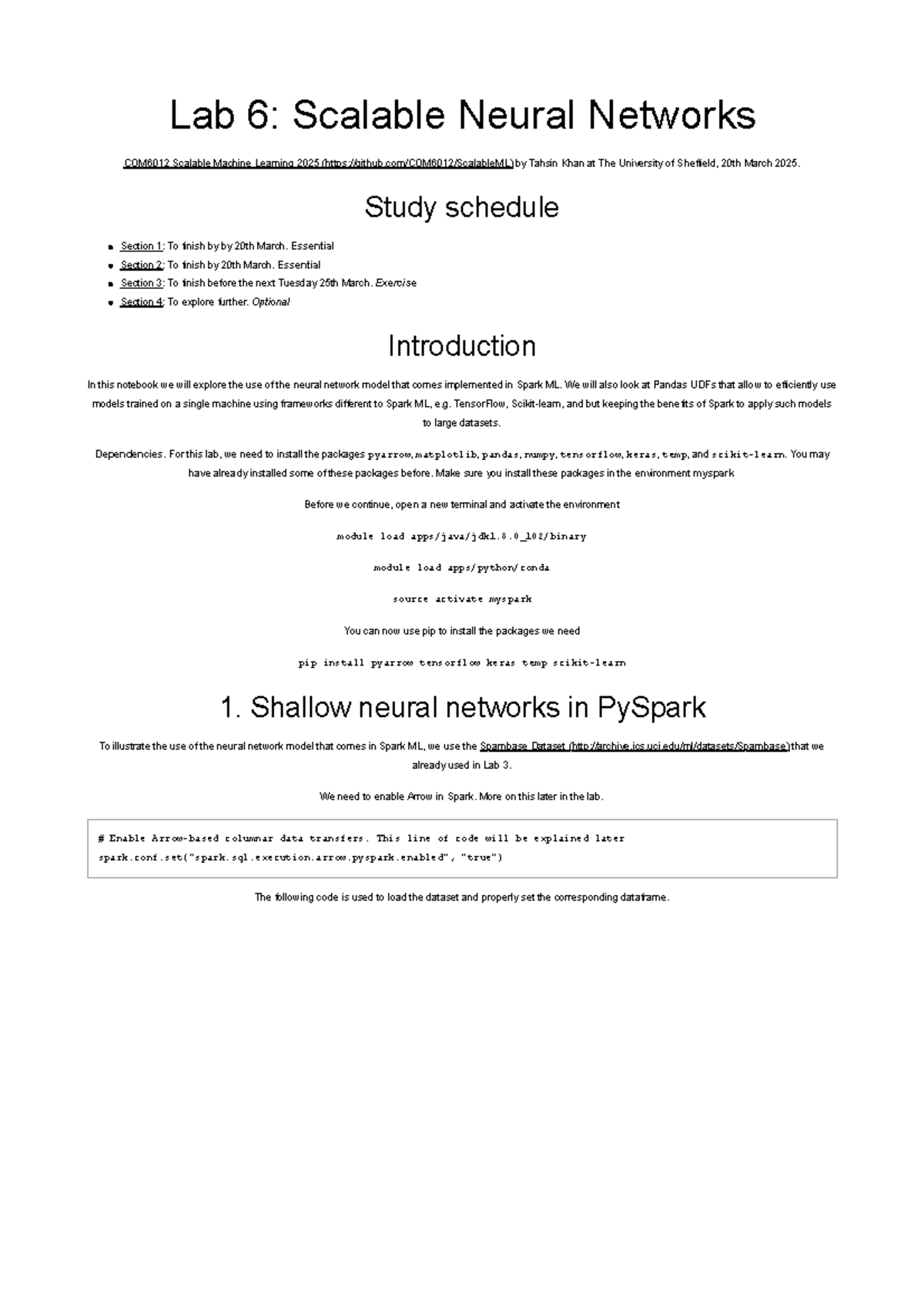 Lab 6: Scalable Neural Networks - COM6012 Machine Learning Notes - Studocu