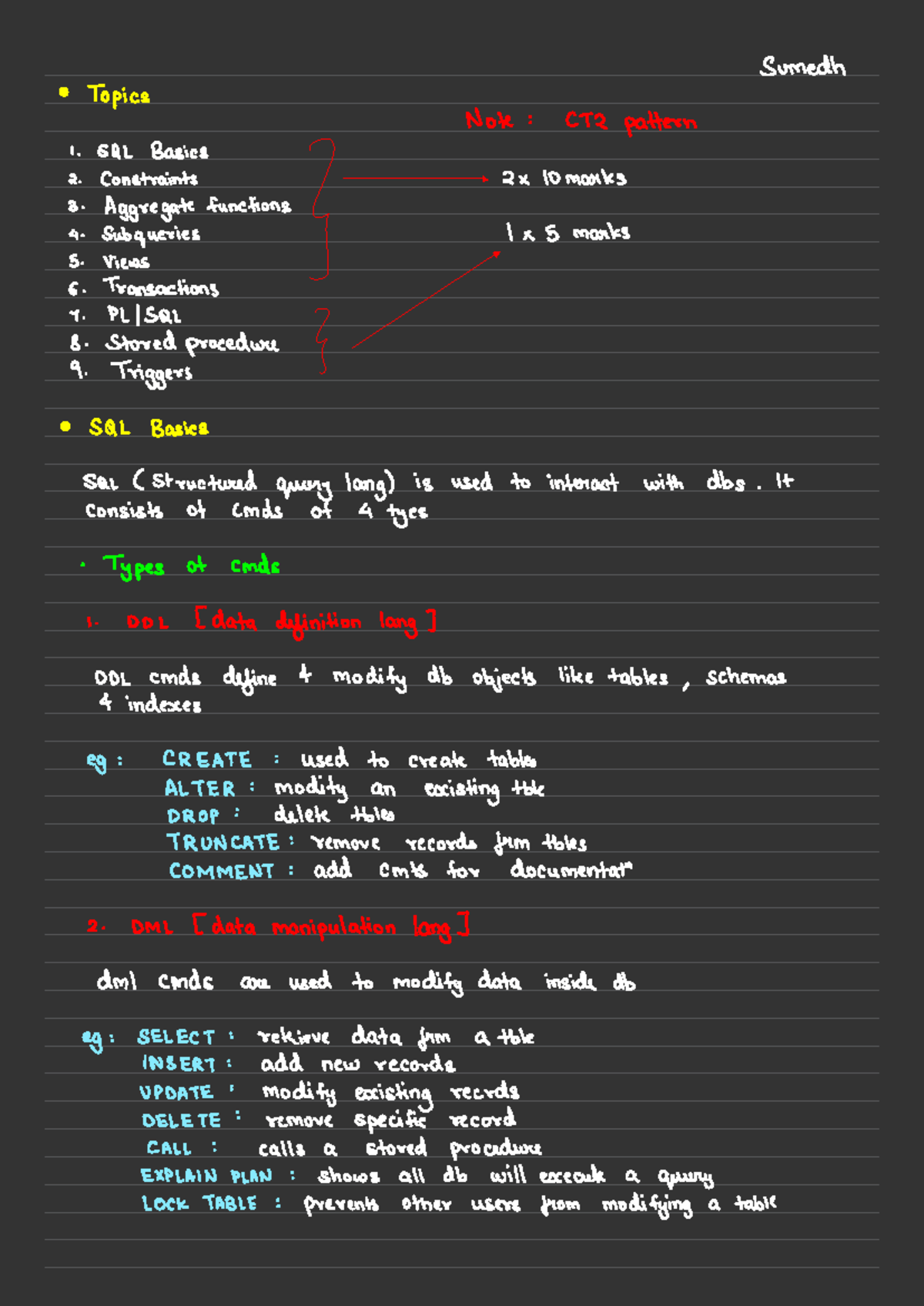 DBMS Unit 3: SQL Fundamentals and Key Concepts for Exams - Studocu