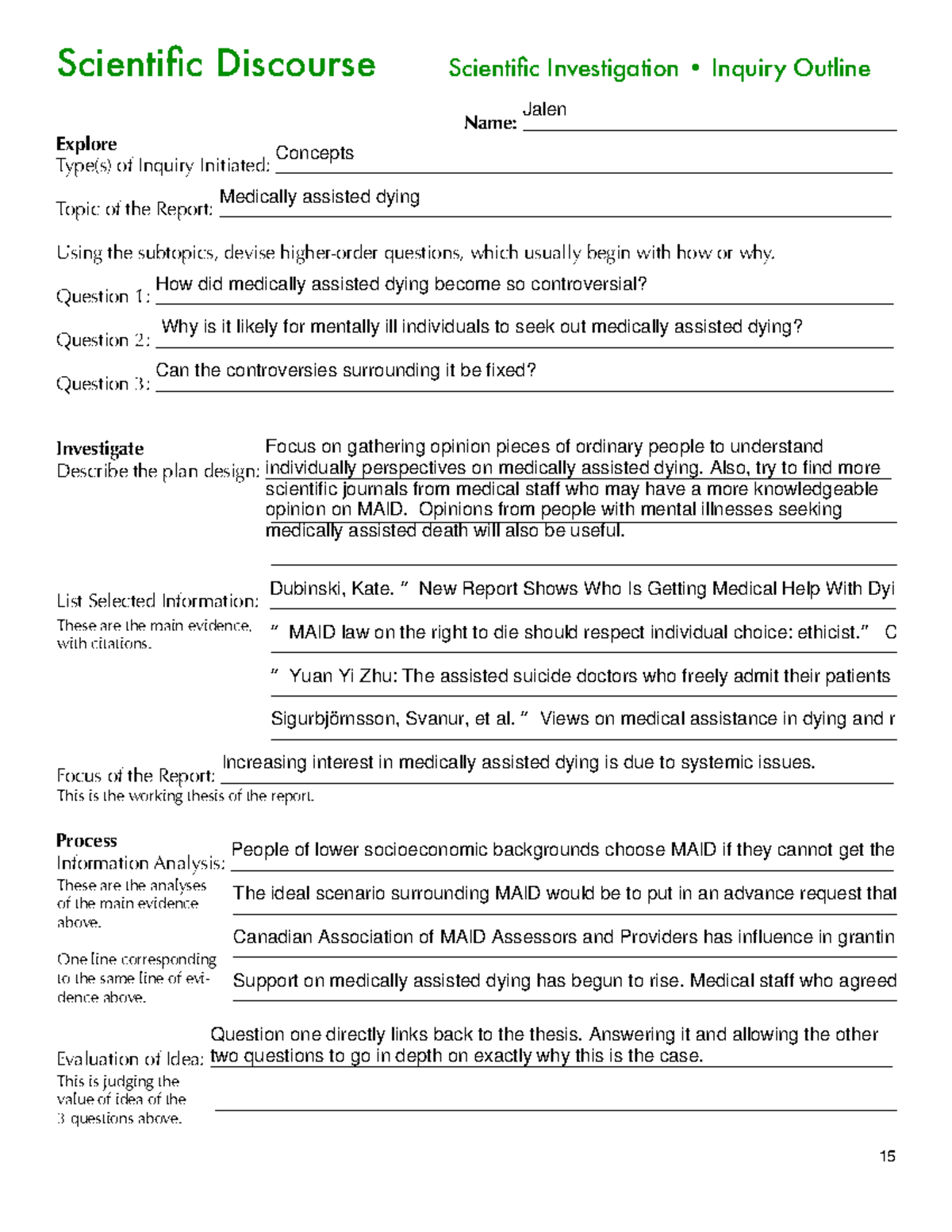 ENG4U Scientific Report Outline: Inquiry Process & Evaluation - Studocu