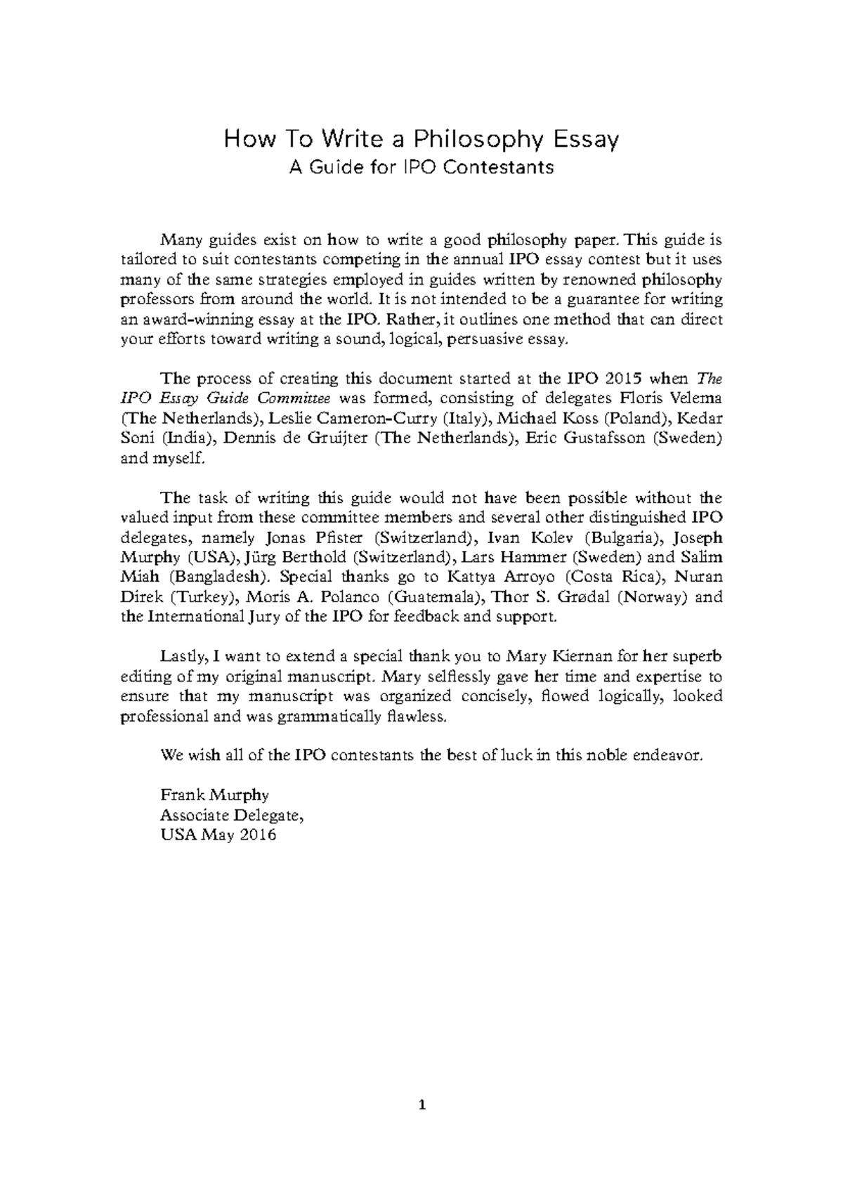 IPO Essay Writing Guide for Philosophy Olympiad Contestants - Studocu