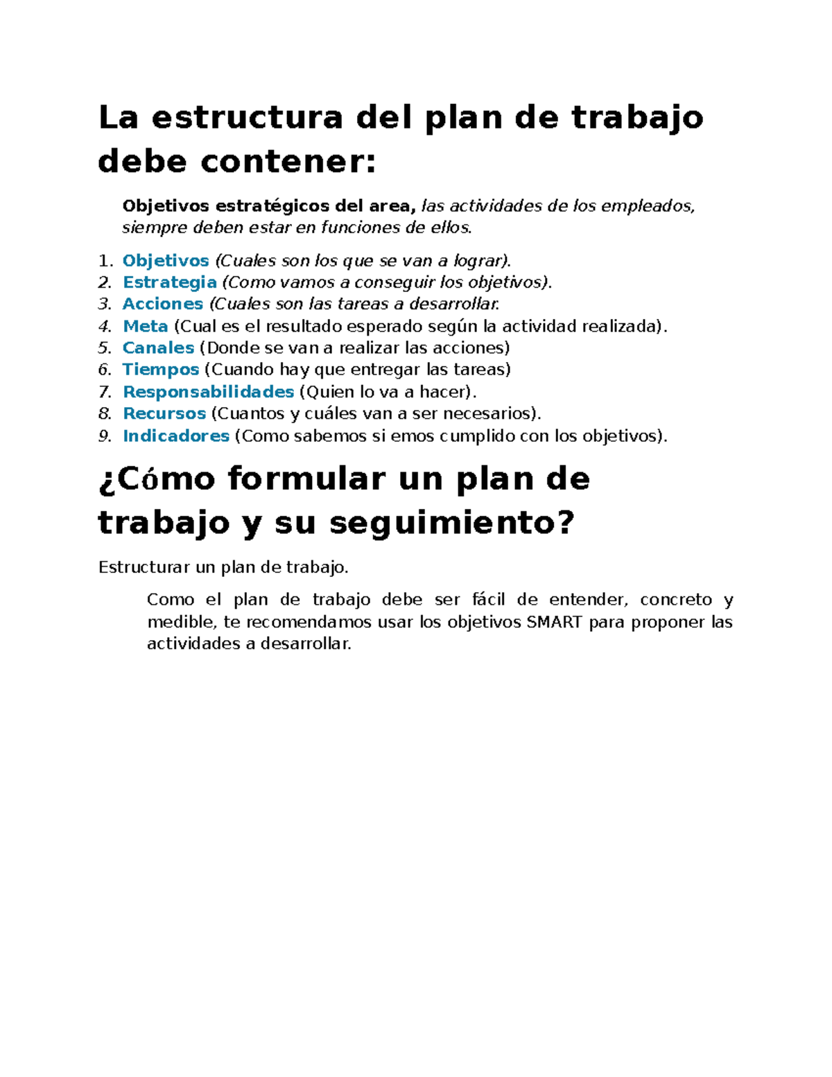 Estructura y Seguimiento del Plan de Trabajo Anual - Studocu