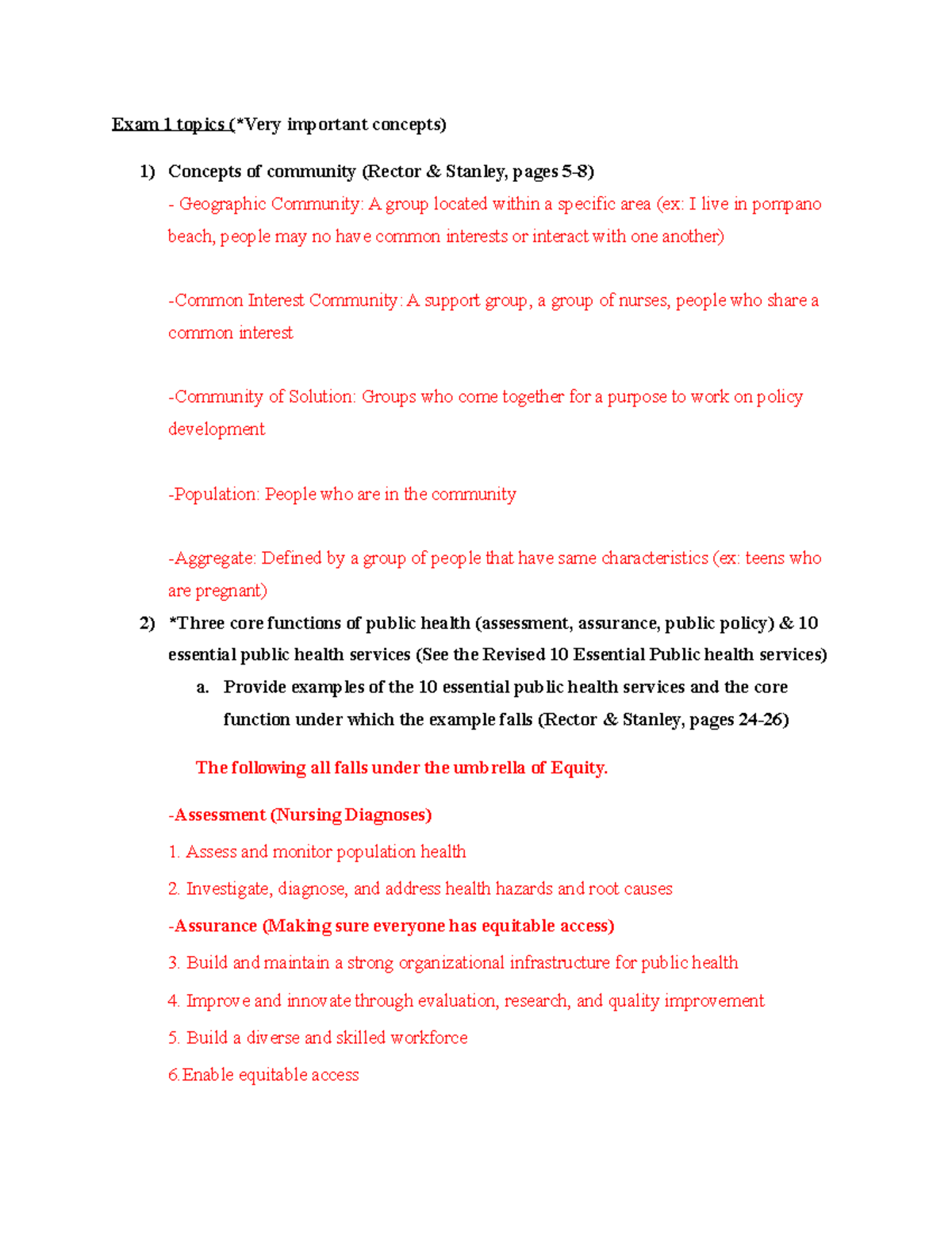 NUR4638 Exam 1 Blueprint: Key Public Health & Community Nursing ...