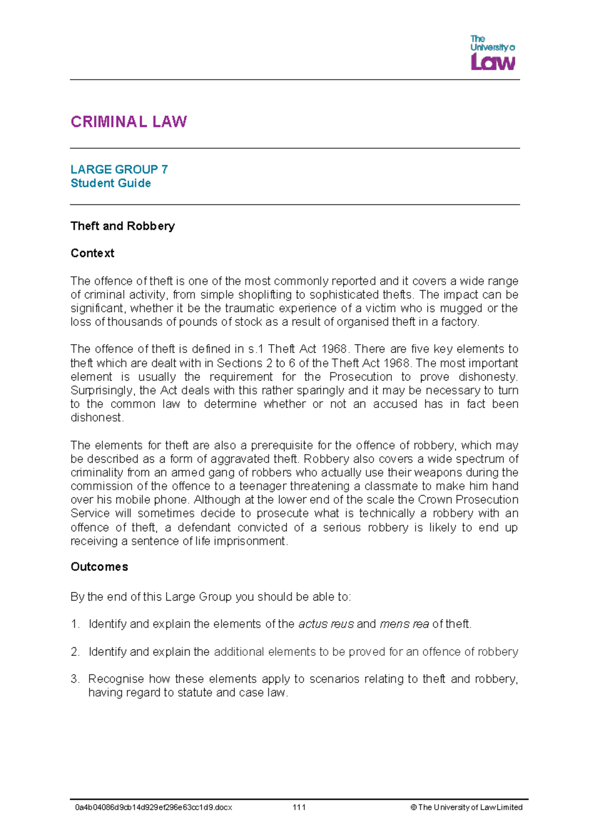 2425 crim lg07 ce01 student guide - CRIMINAL LAW LARGE GROUP 7 Student ...