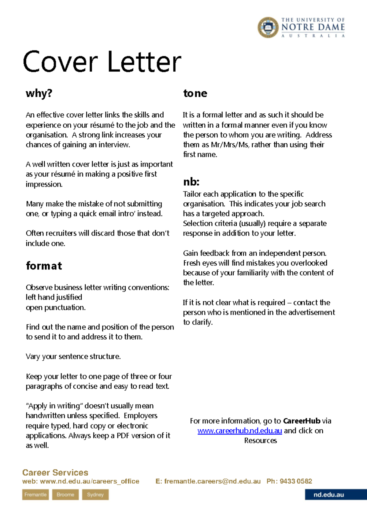 Cover Letter Template & Guidelines for Job Applications - Studocu